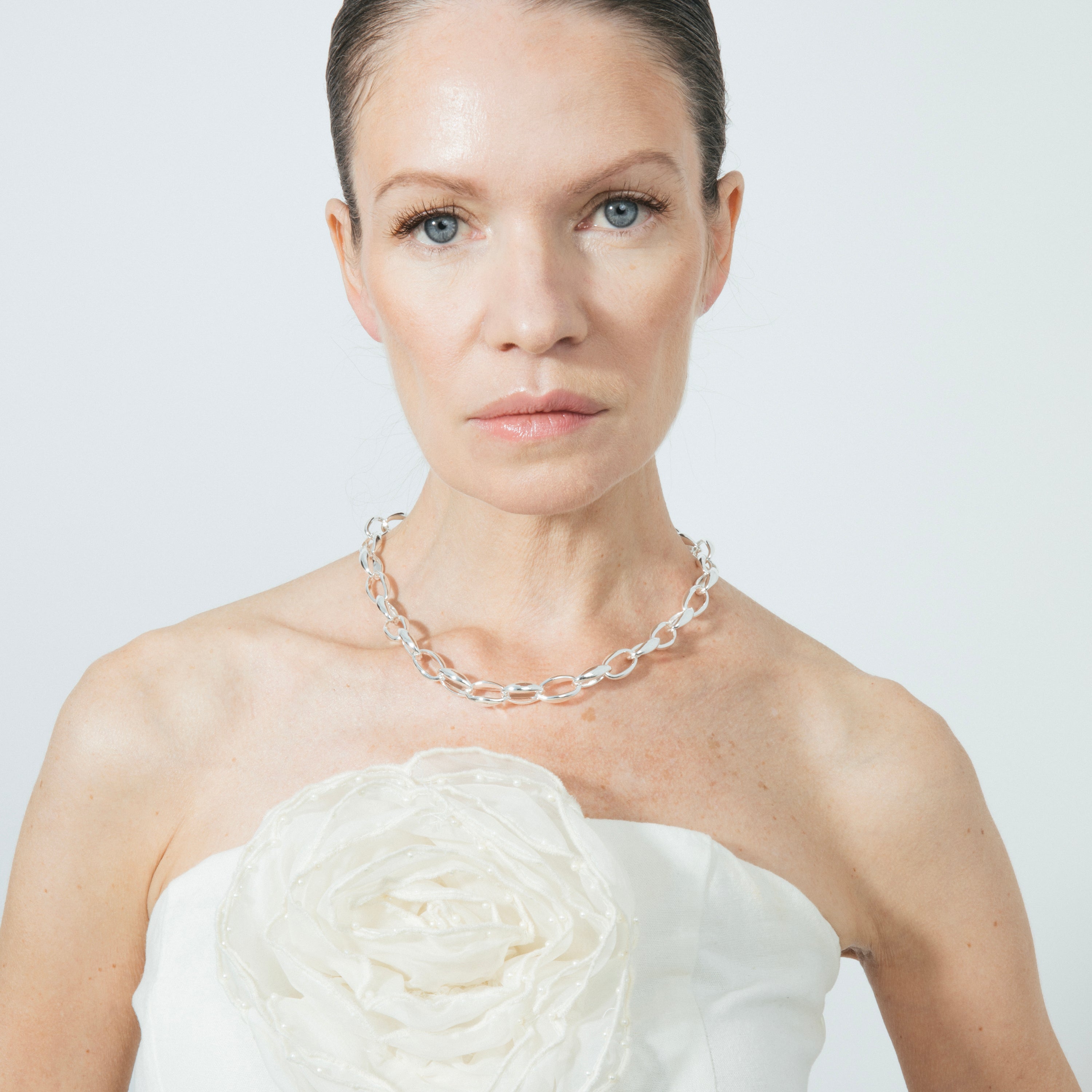 42cm rhodium-plated necklace - Hande