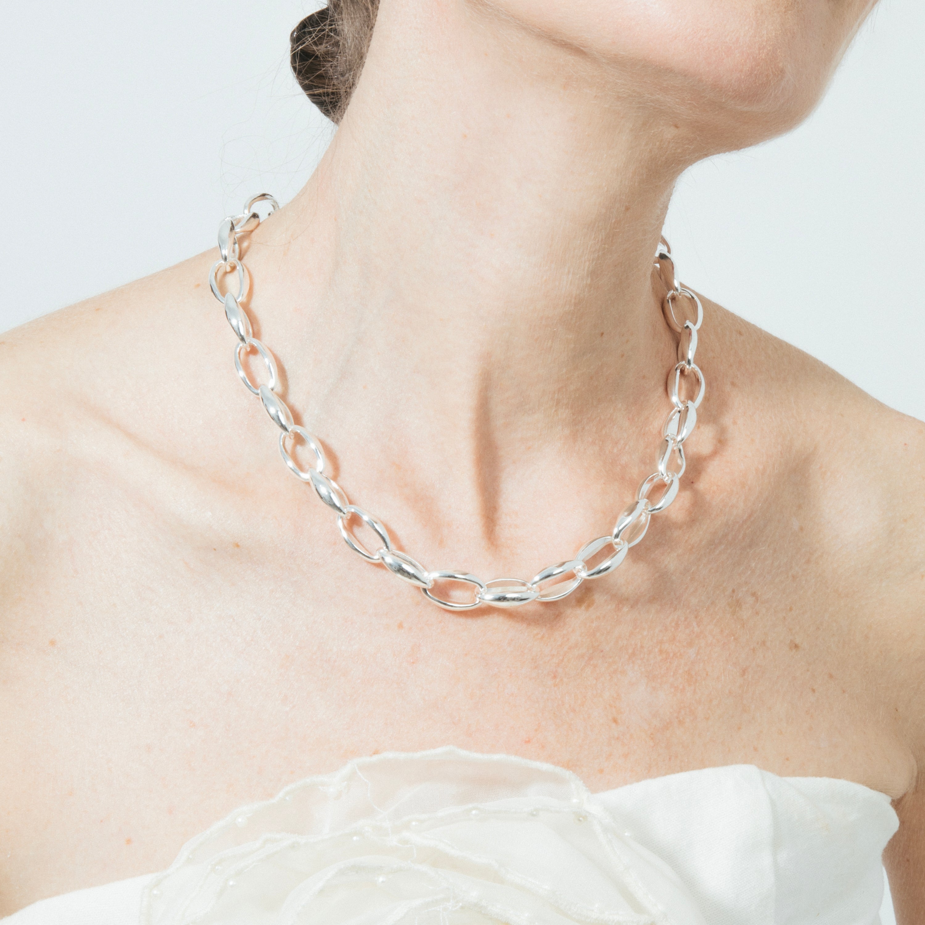42cm rhodium-plated necklace - Hande