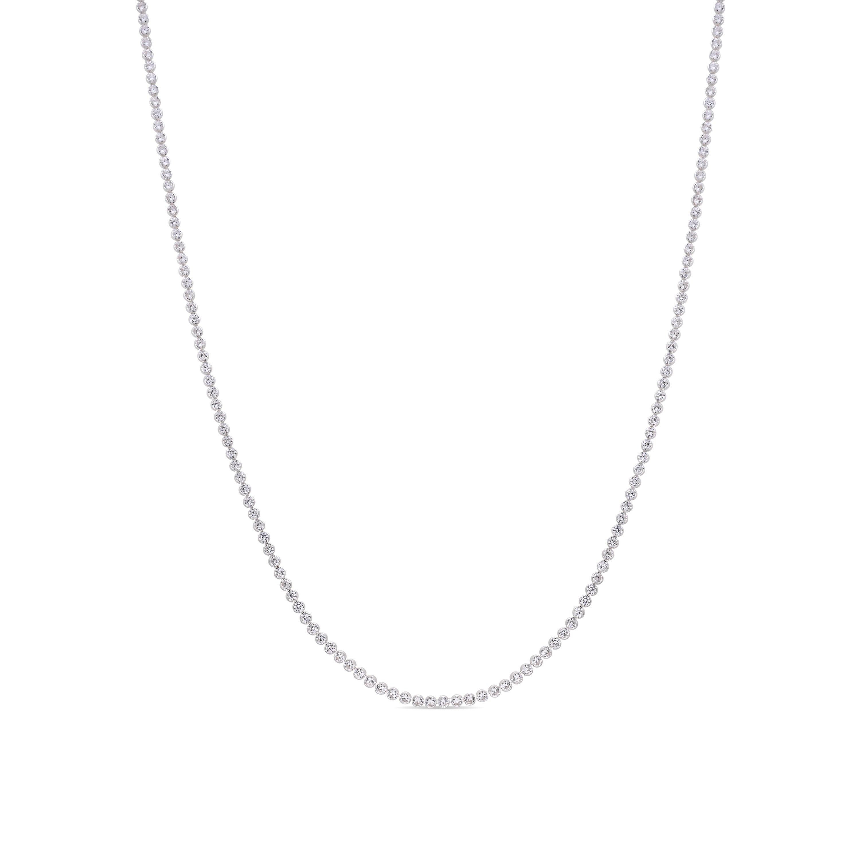 Rhodium-Plated Shimmering Zirconia Necklace - Ekano
