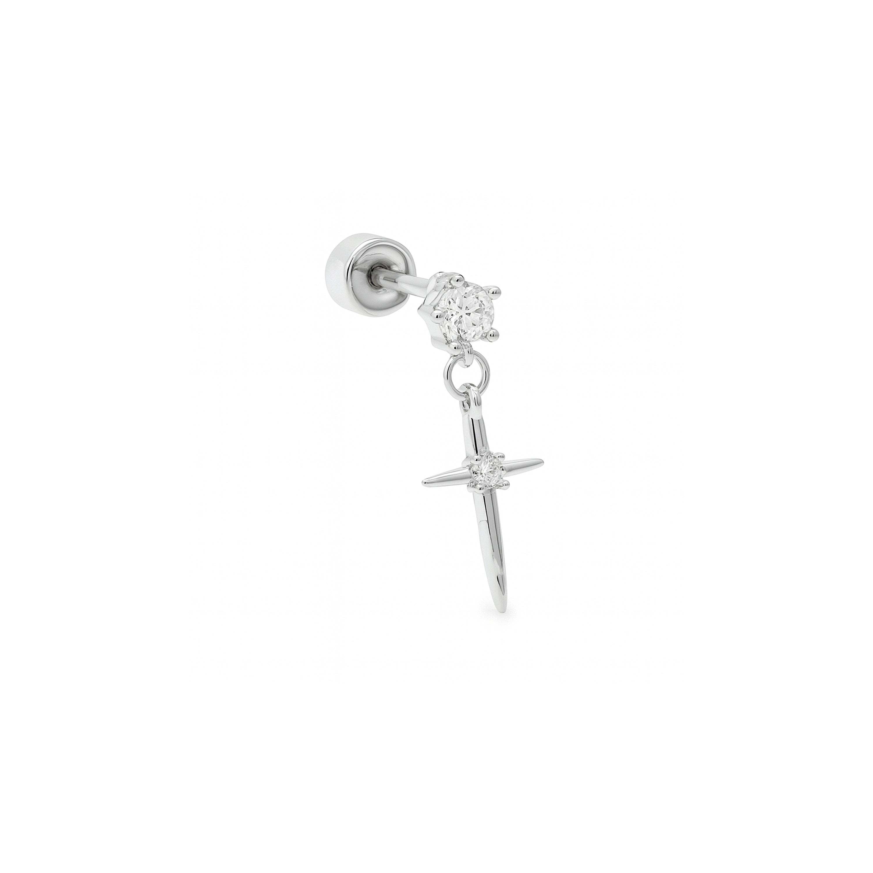 Sterling Silver 925 Sparkling Zirconia Piercing - Patraz