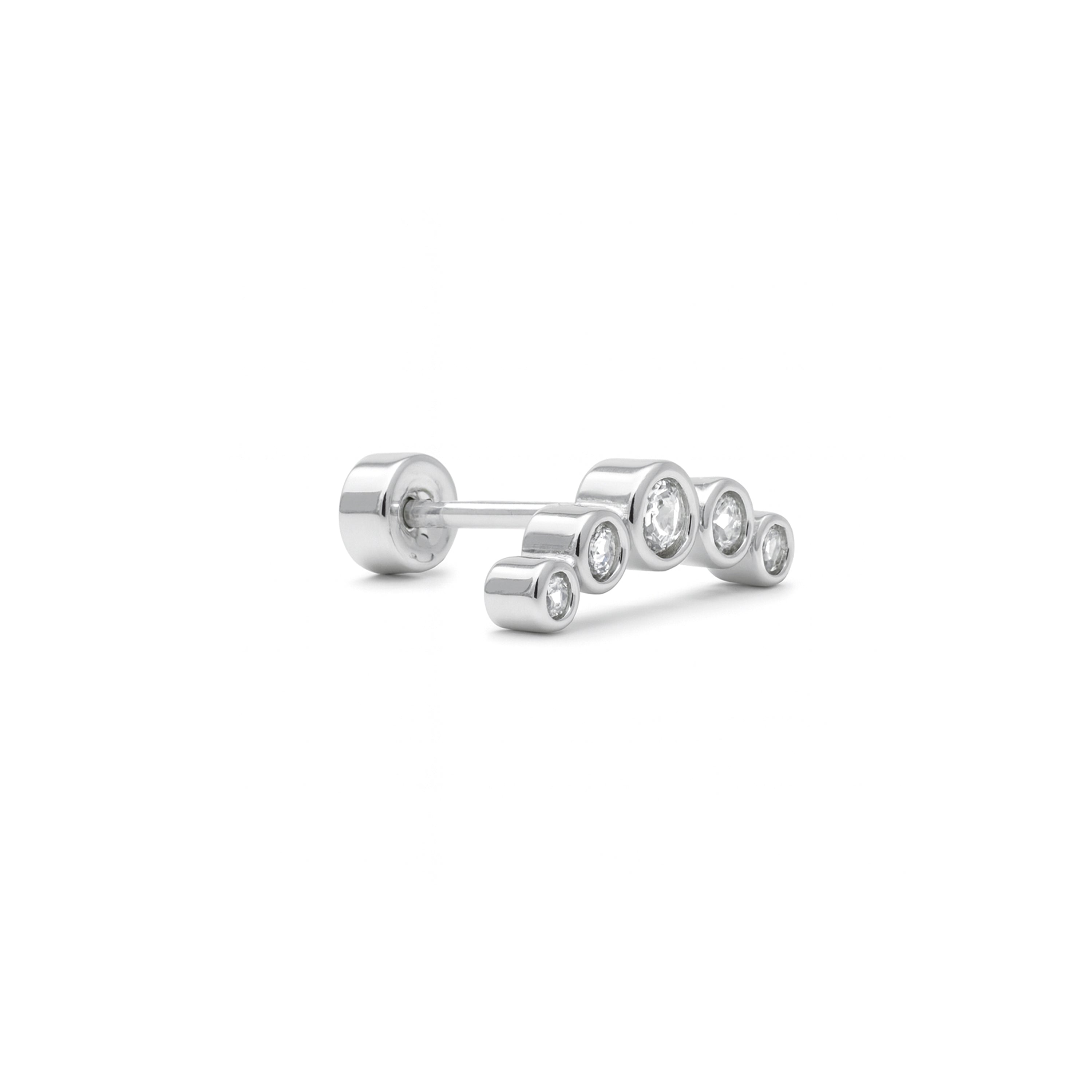 Shiny Cubic Zirconia Piercing finished in 925 Sterling Silver - Inloc