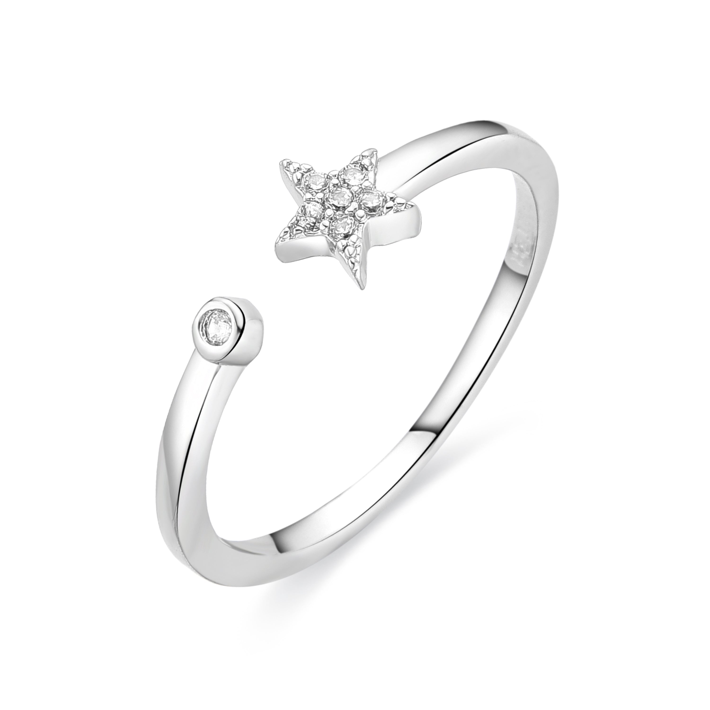 Brilliant Zirconia Ring with Rhodium Finish - Saralo