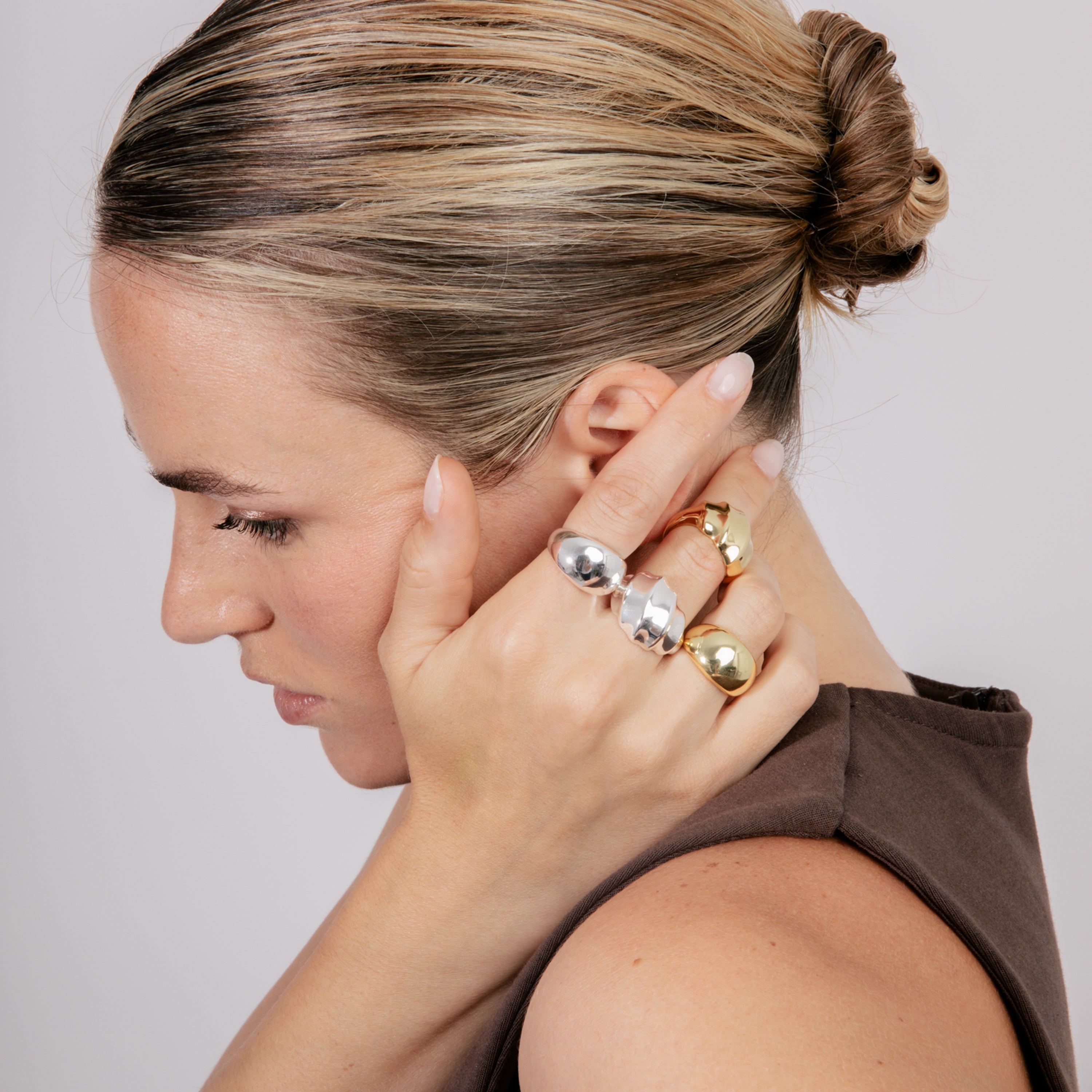 Rhodium-plated ring - Dinu
