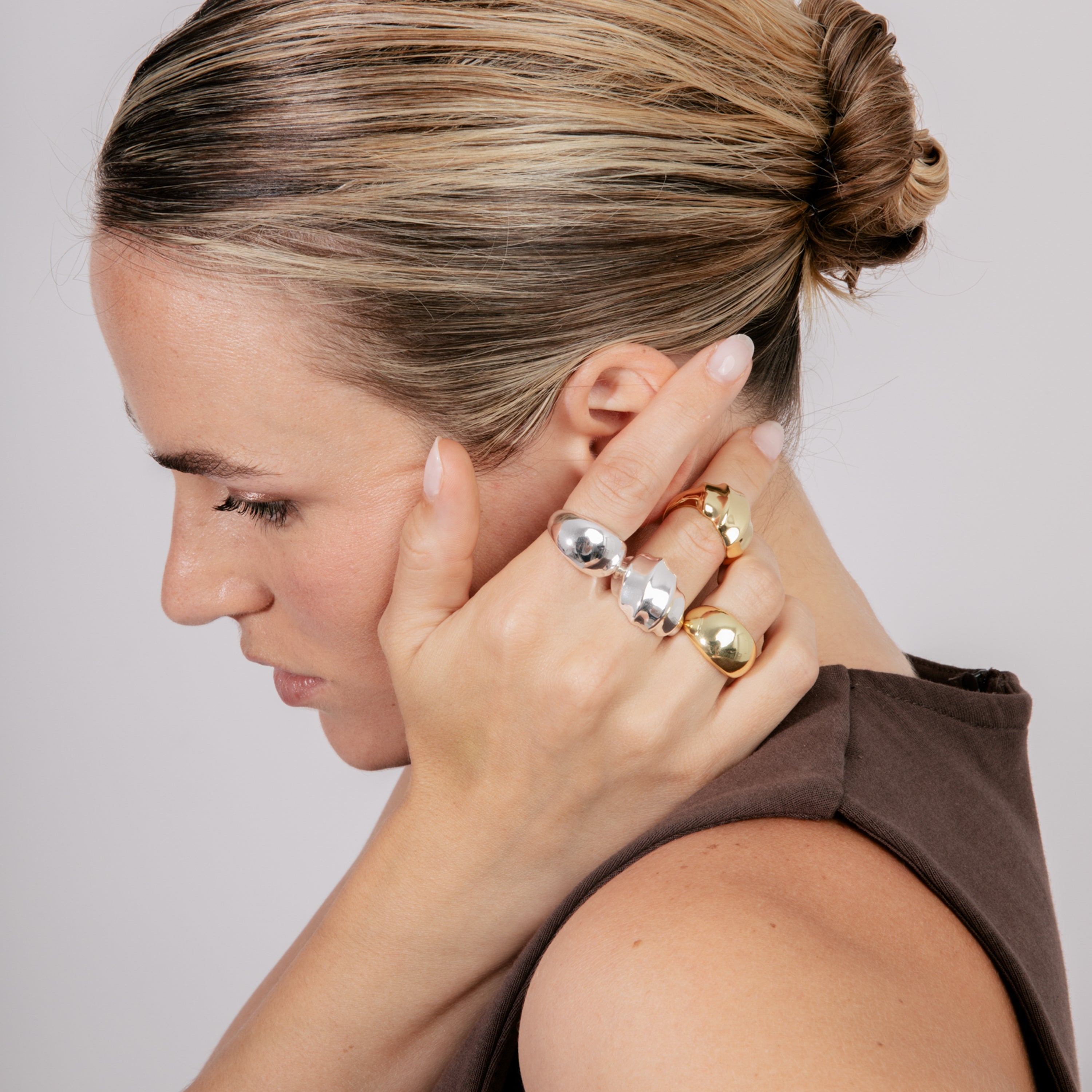 Rhodium-plated ring - Nura