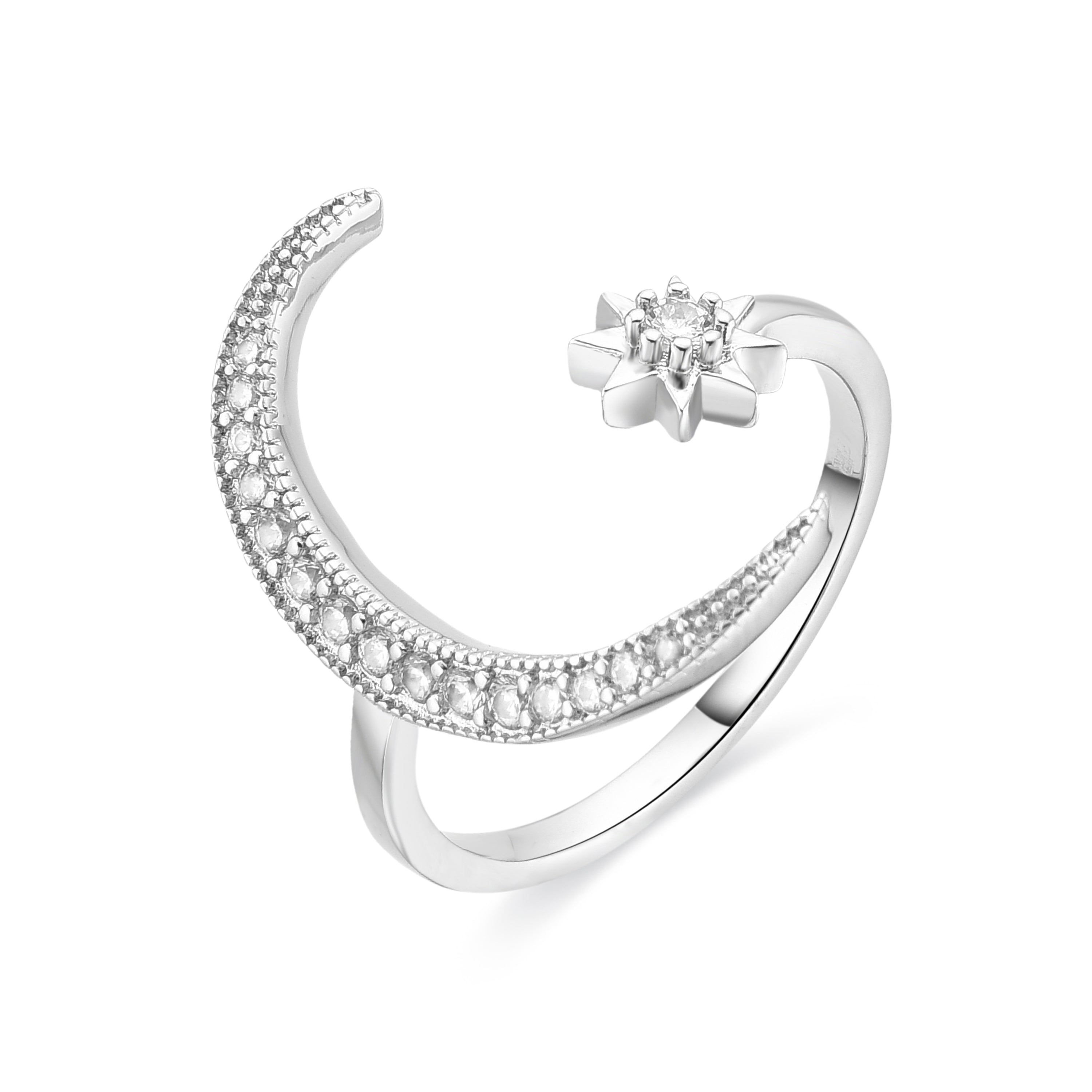 Brilliant Zirconia Ring with Rhodium Finish - Meral