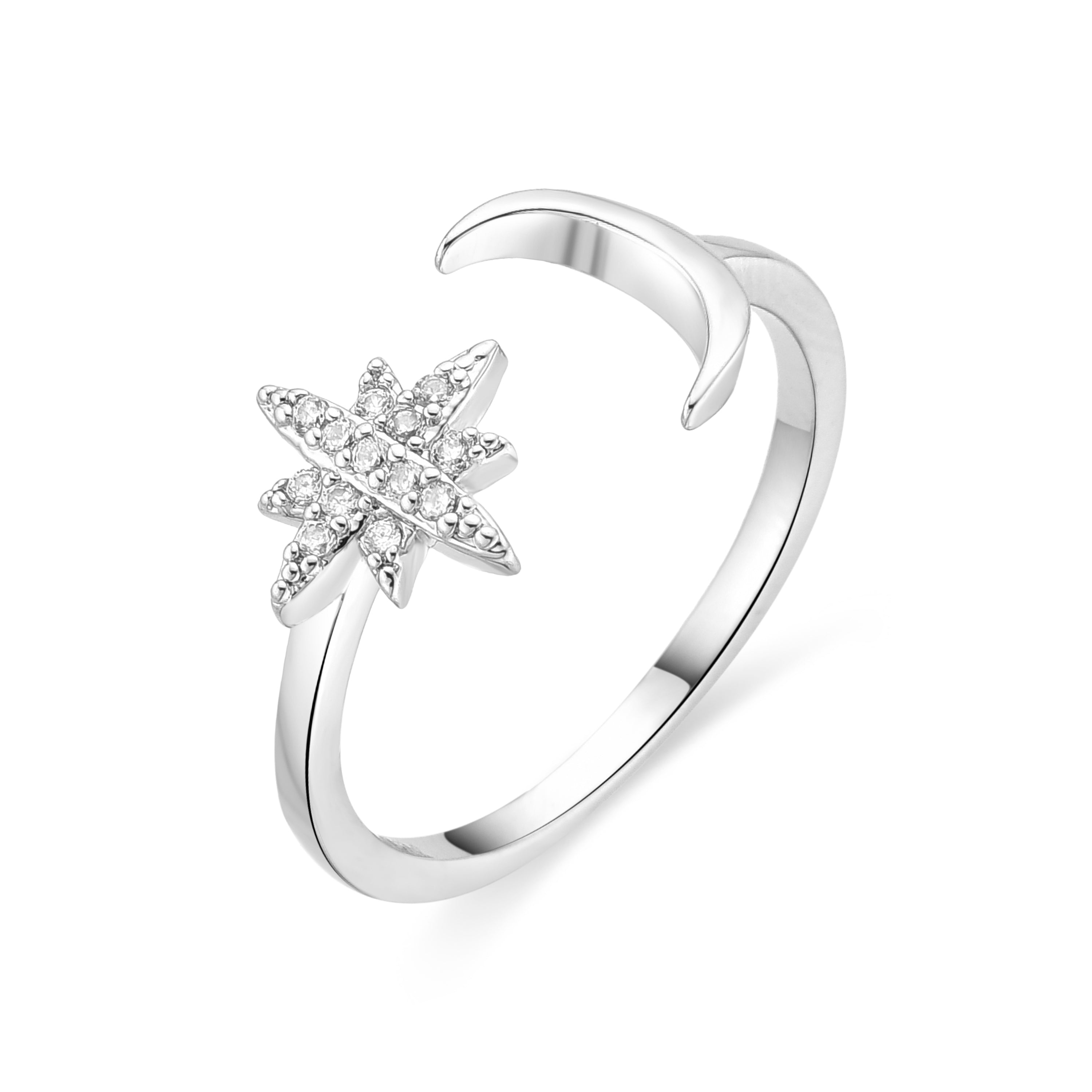 Rhodium-Plated Shimmering Zircon Ring - Kahyp