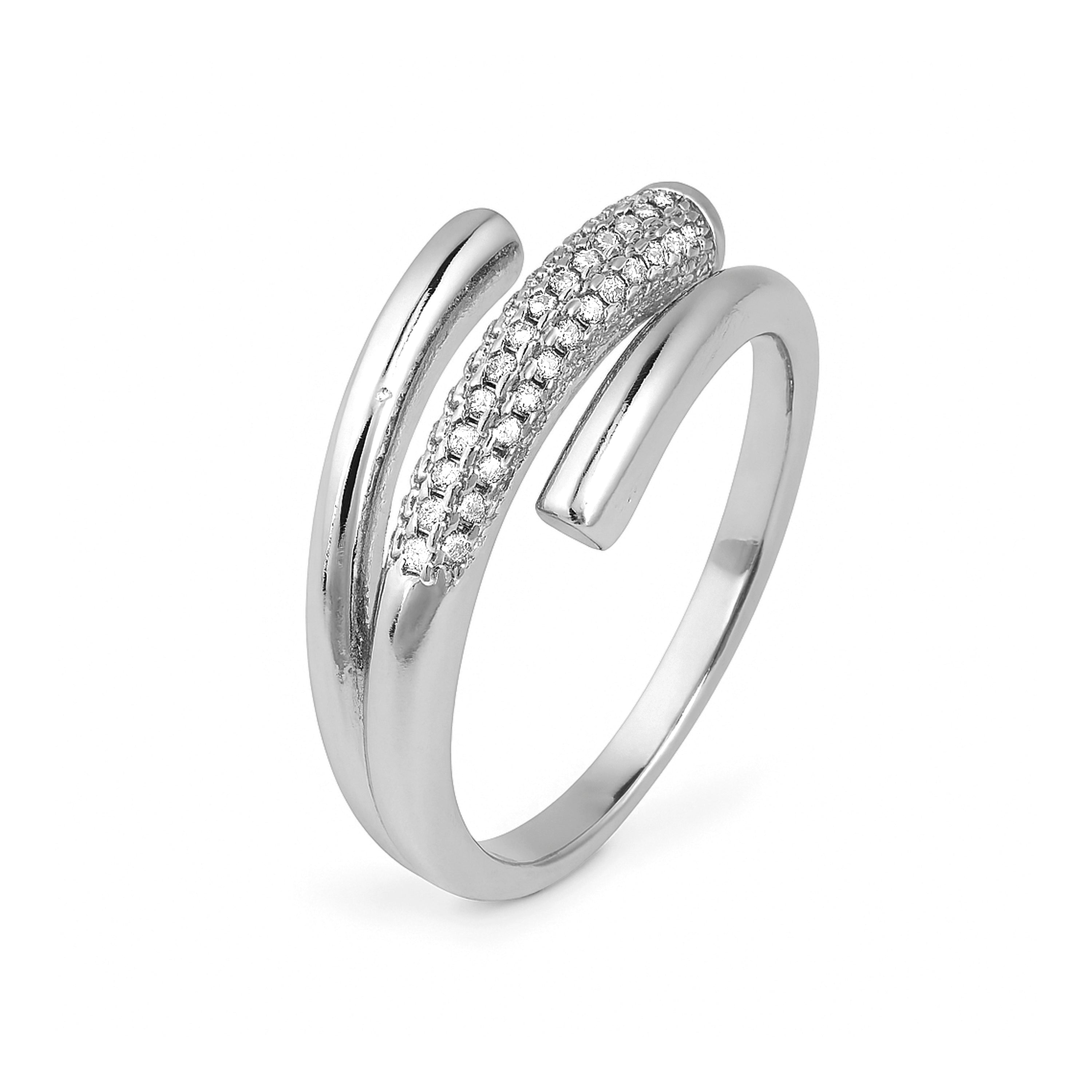 Rhodium-plated Brilliant Zirconia Ring - Jedrac