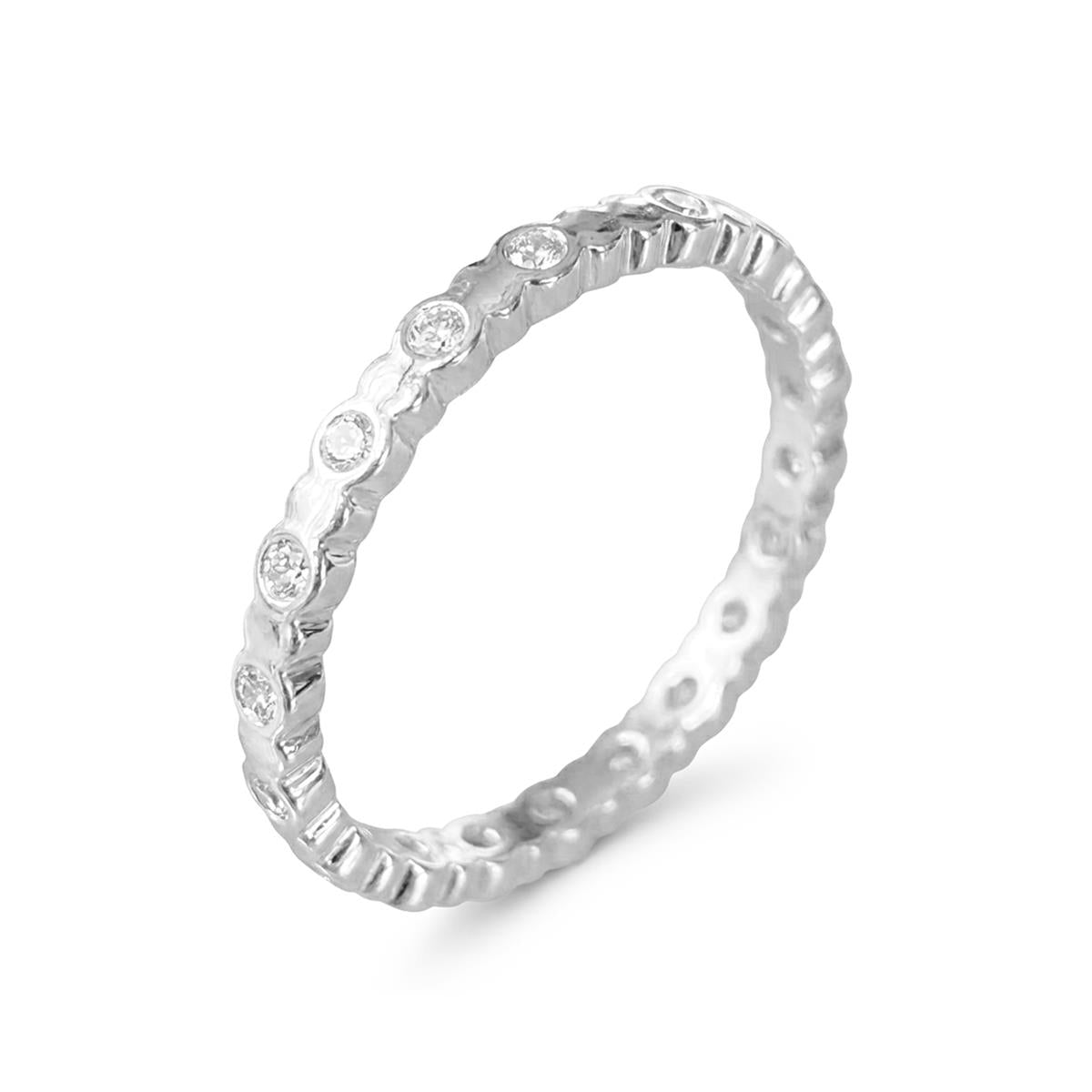 Shiny Zircon Ring with Silver Finish - Navi