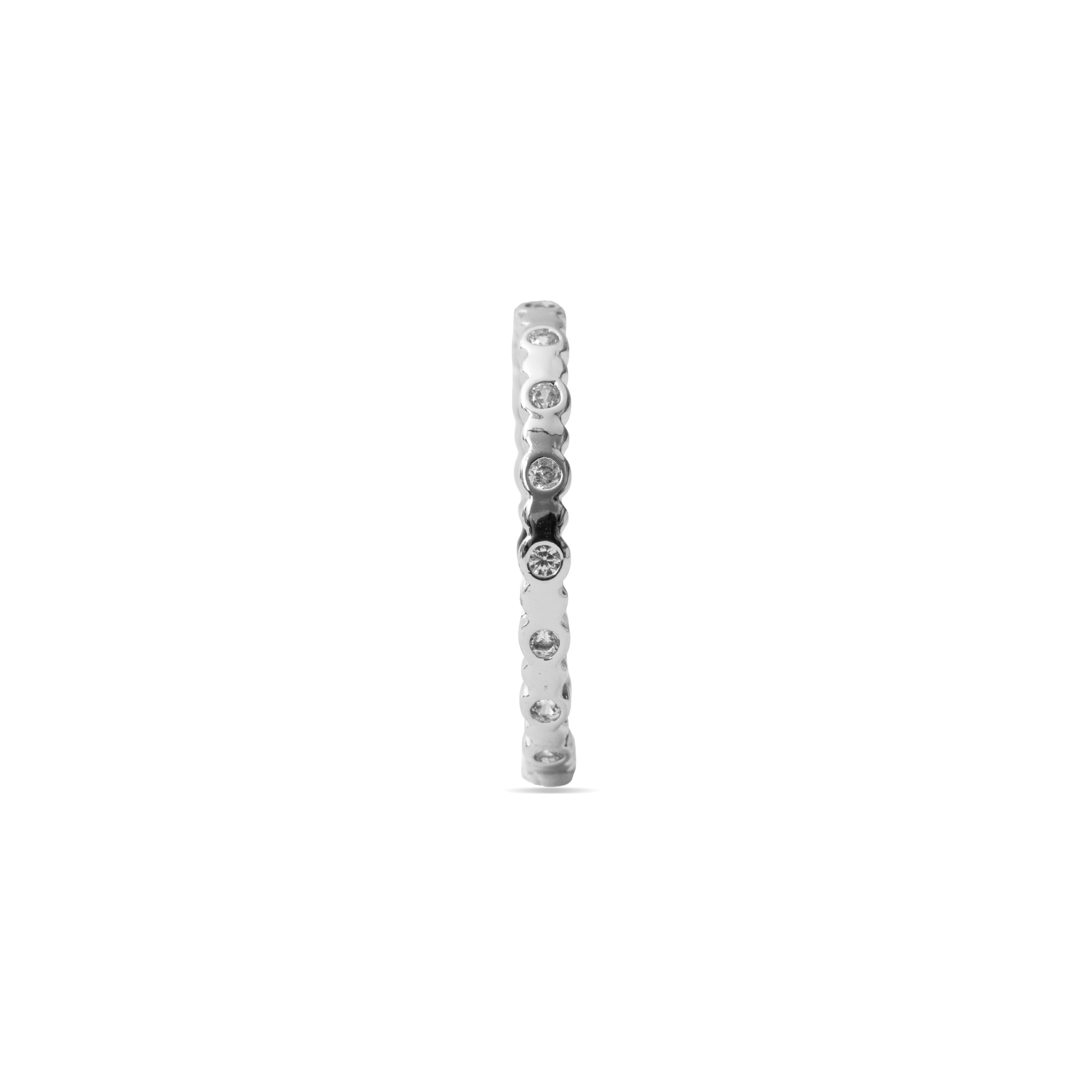 Shiny Zircon Ring with Silver Finish - Navi