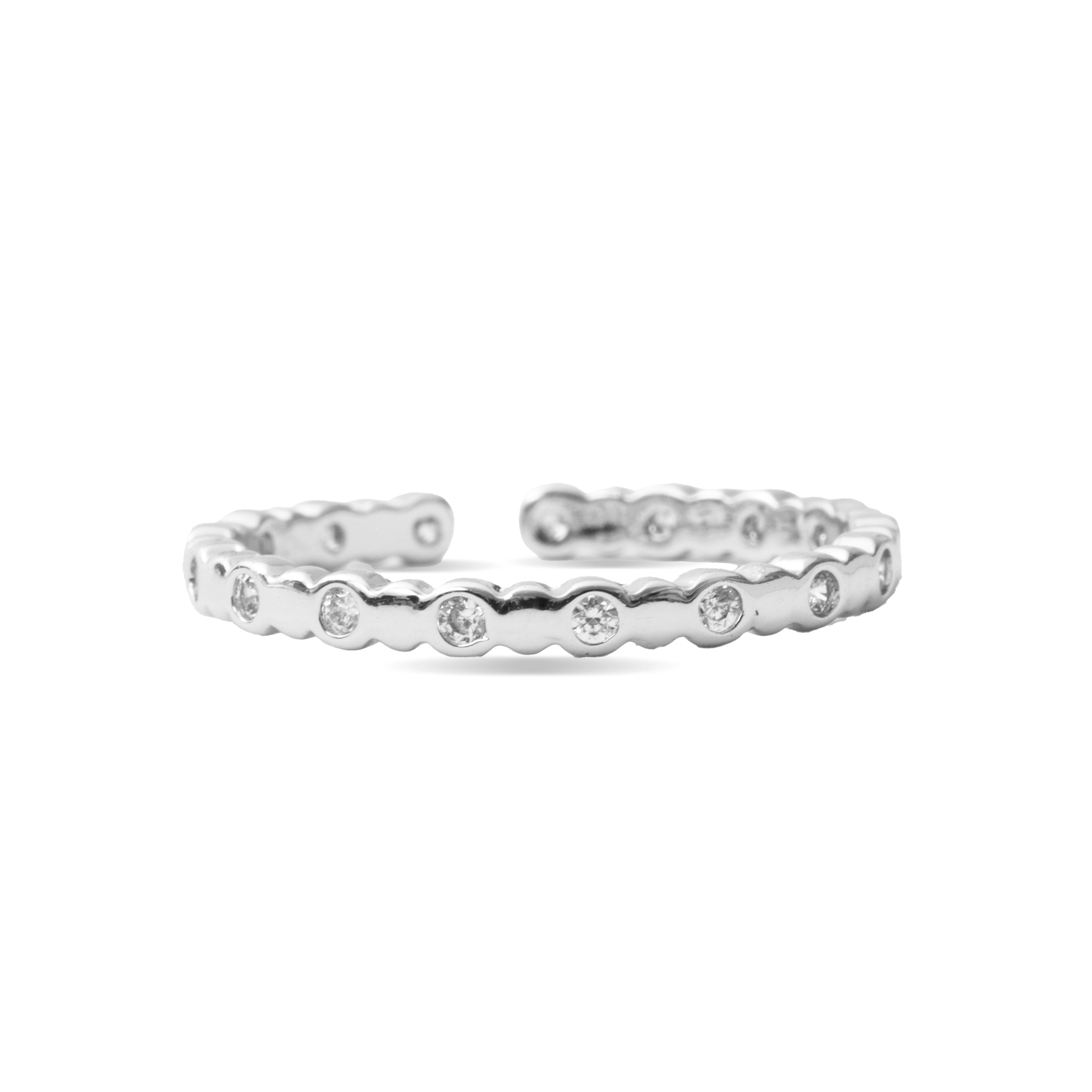Shiny Zircon Ring with Silver Finish - Navi