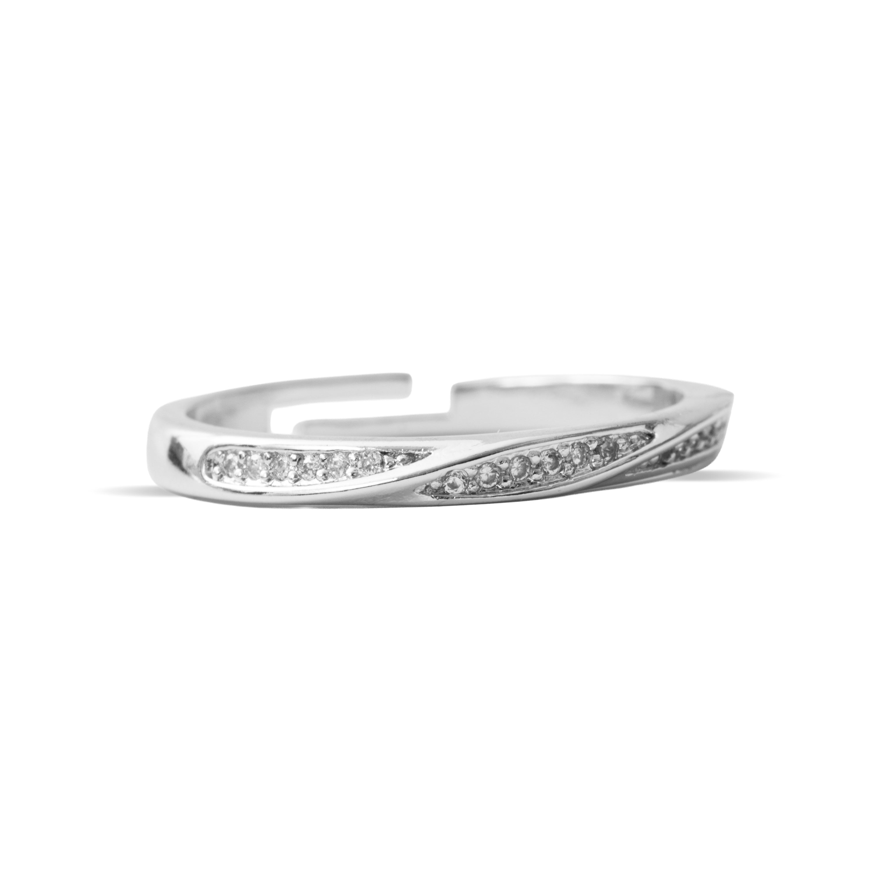Brilliant Zircon Ring with Silver Finish - Frebal