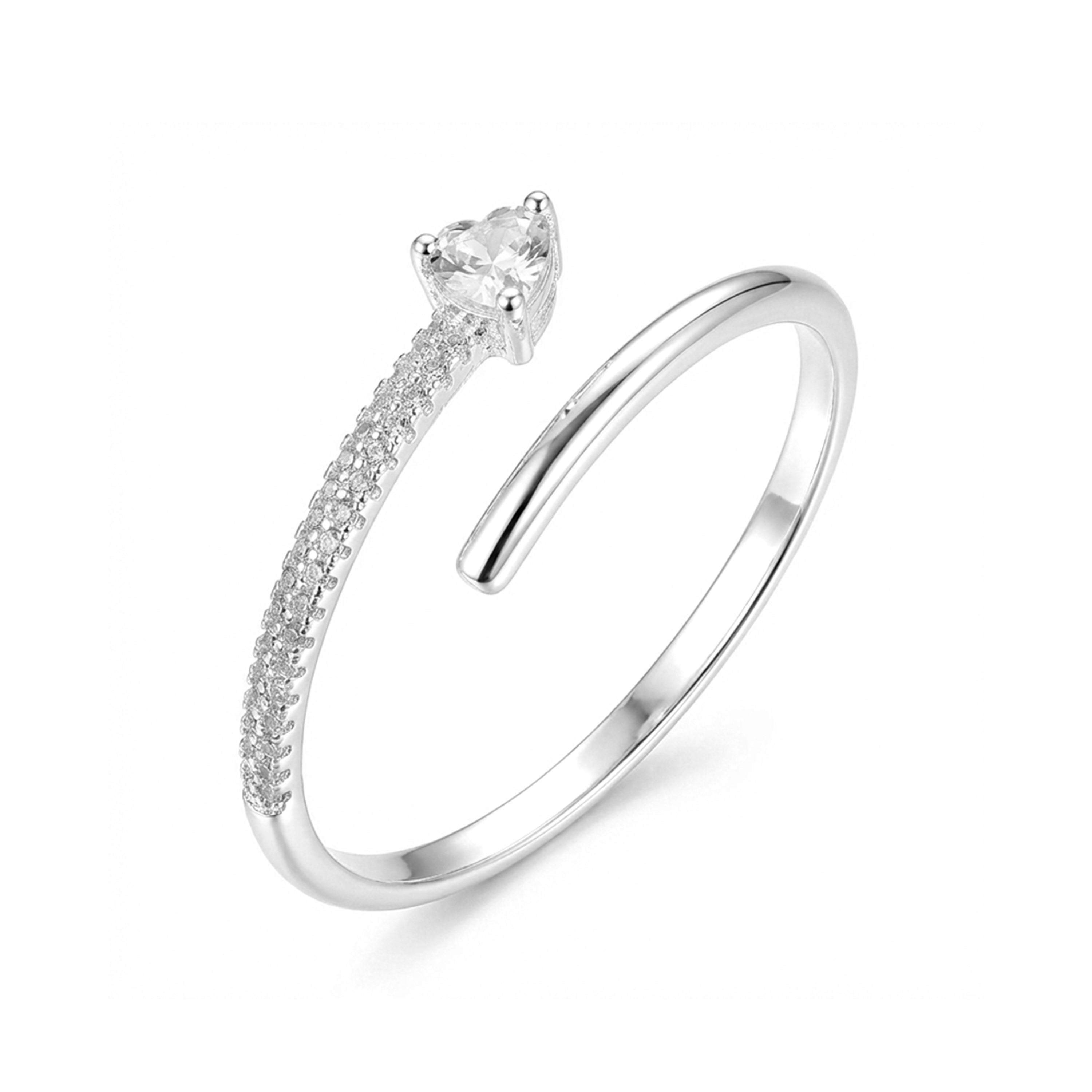Sparkling Zircon Ring with Silver Finish - Ashuba