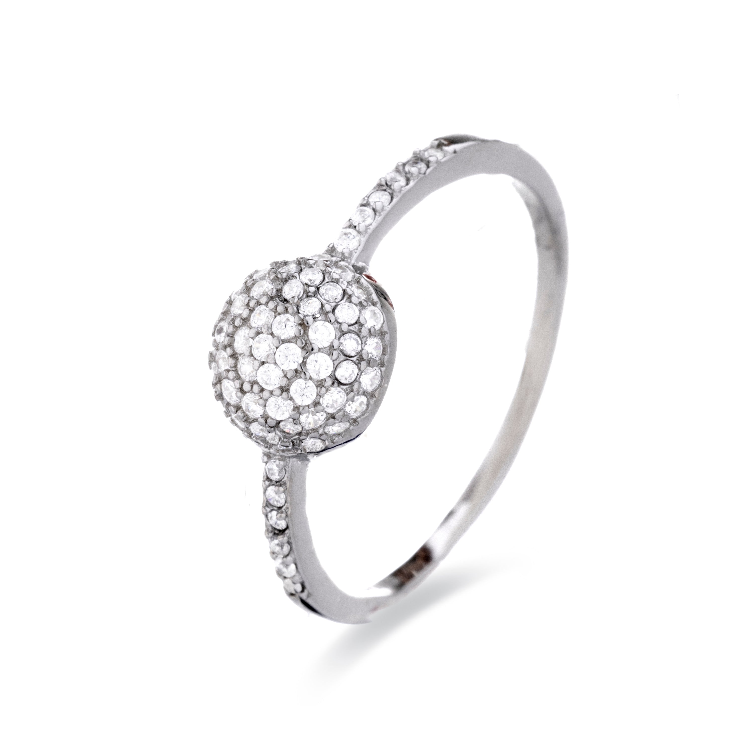 925 Sterling Silver Ring with Brilliant Zirconia, Rhodium Finish - Langi
