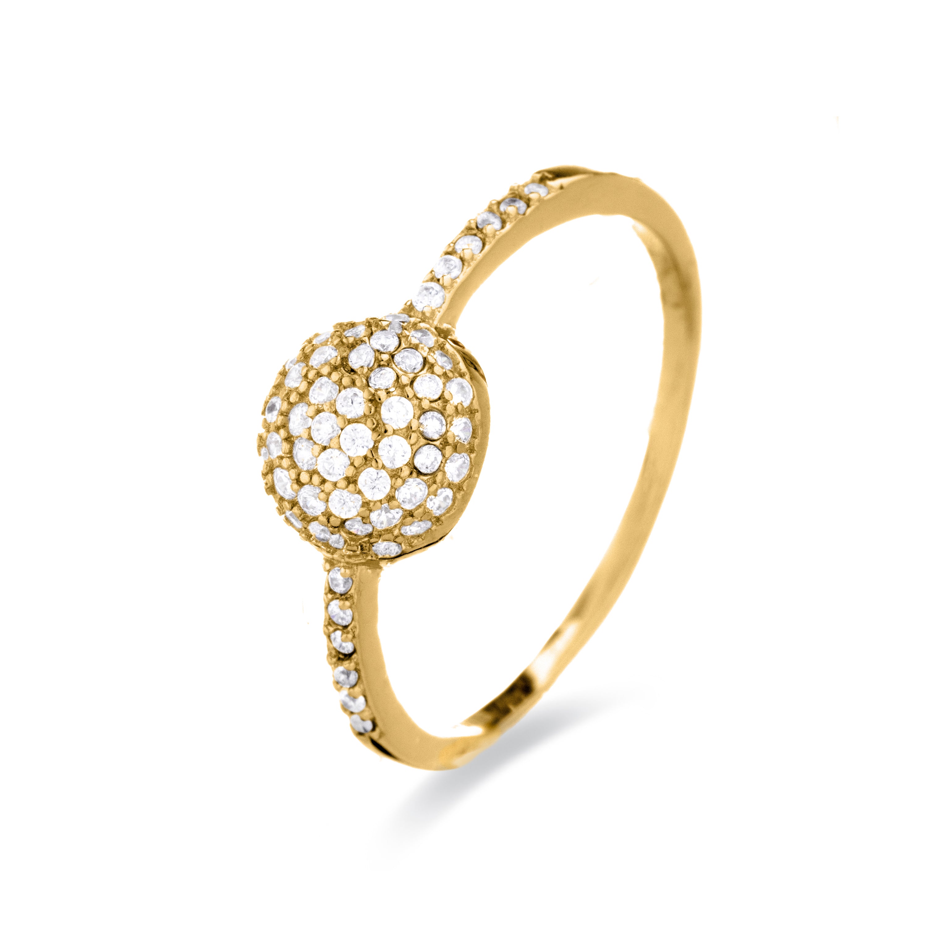 925 Sterling Silver Ring with Brilliant Zirconia finished in 18K Yellow Gold - Langi