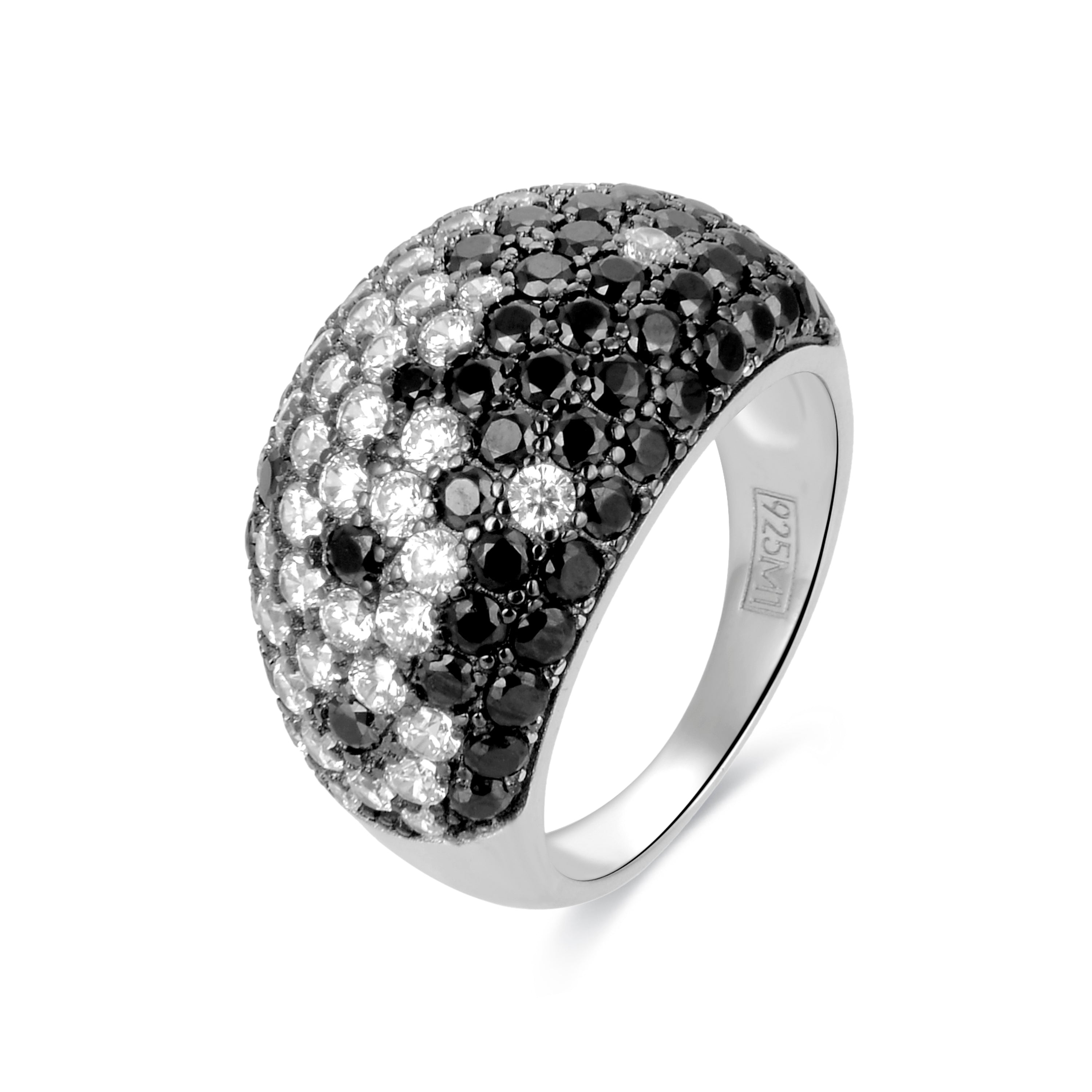 925 Sterling Silver Ring with Onyx Zirconia and Rhodium Finish - Lipul