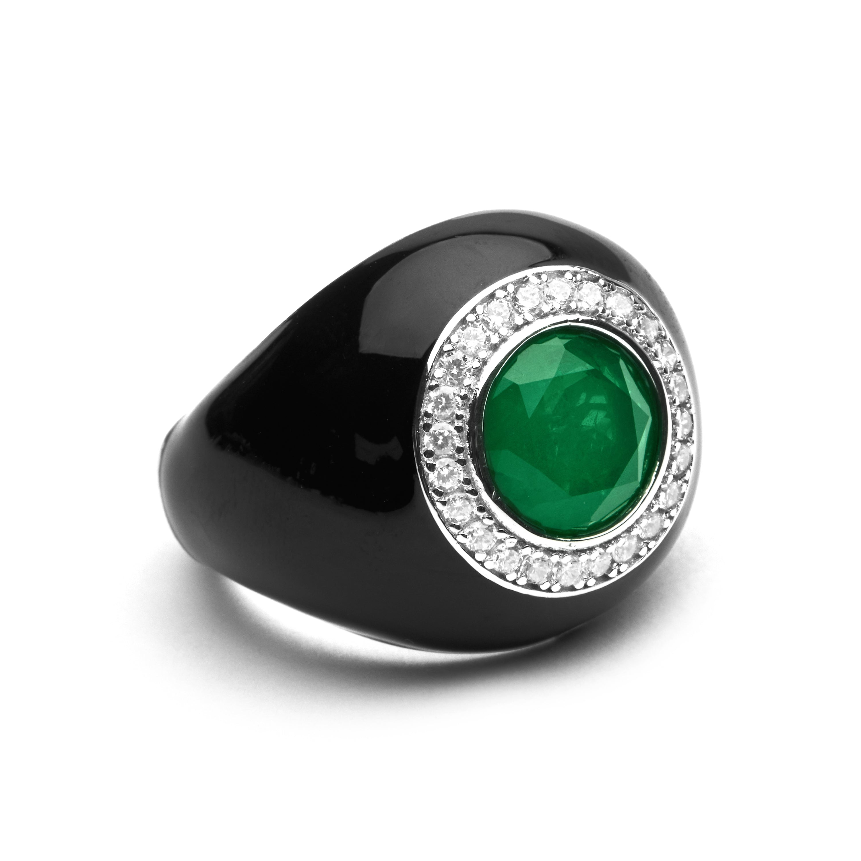 925 Sterling Silver and Light Green Hydrothermal Quartz Ring with Rhodium Finish - Iosa