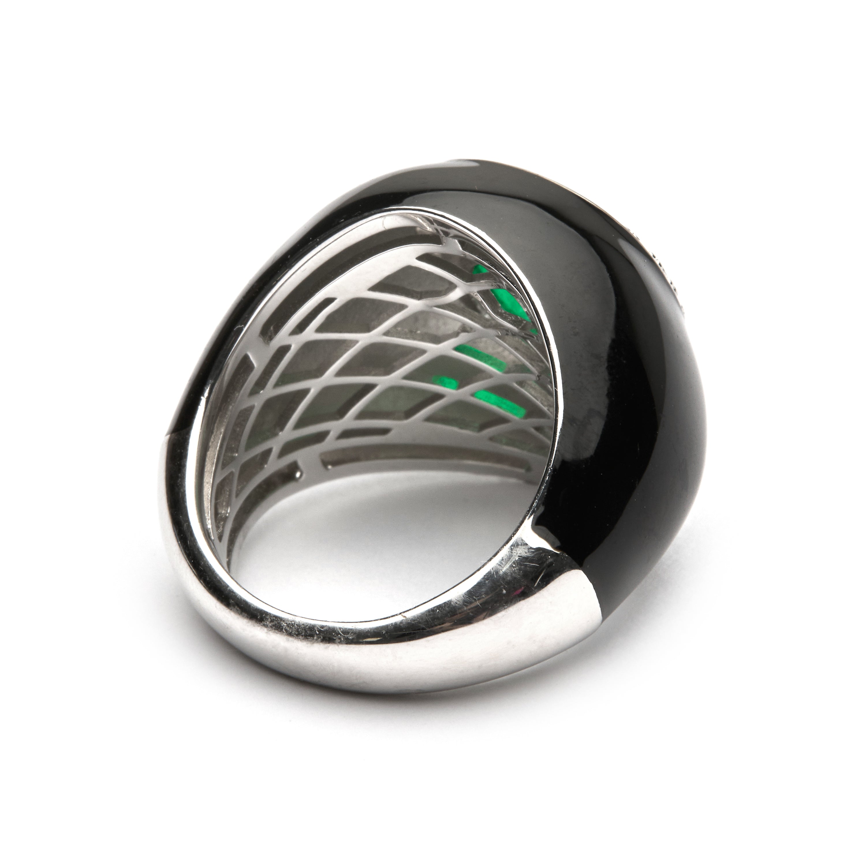 925 Sterling Silver and Light Green Hydrothermal Quartz Ring with Rhodium Finish - Iosa