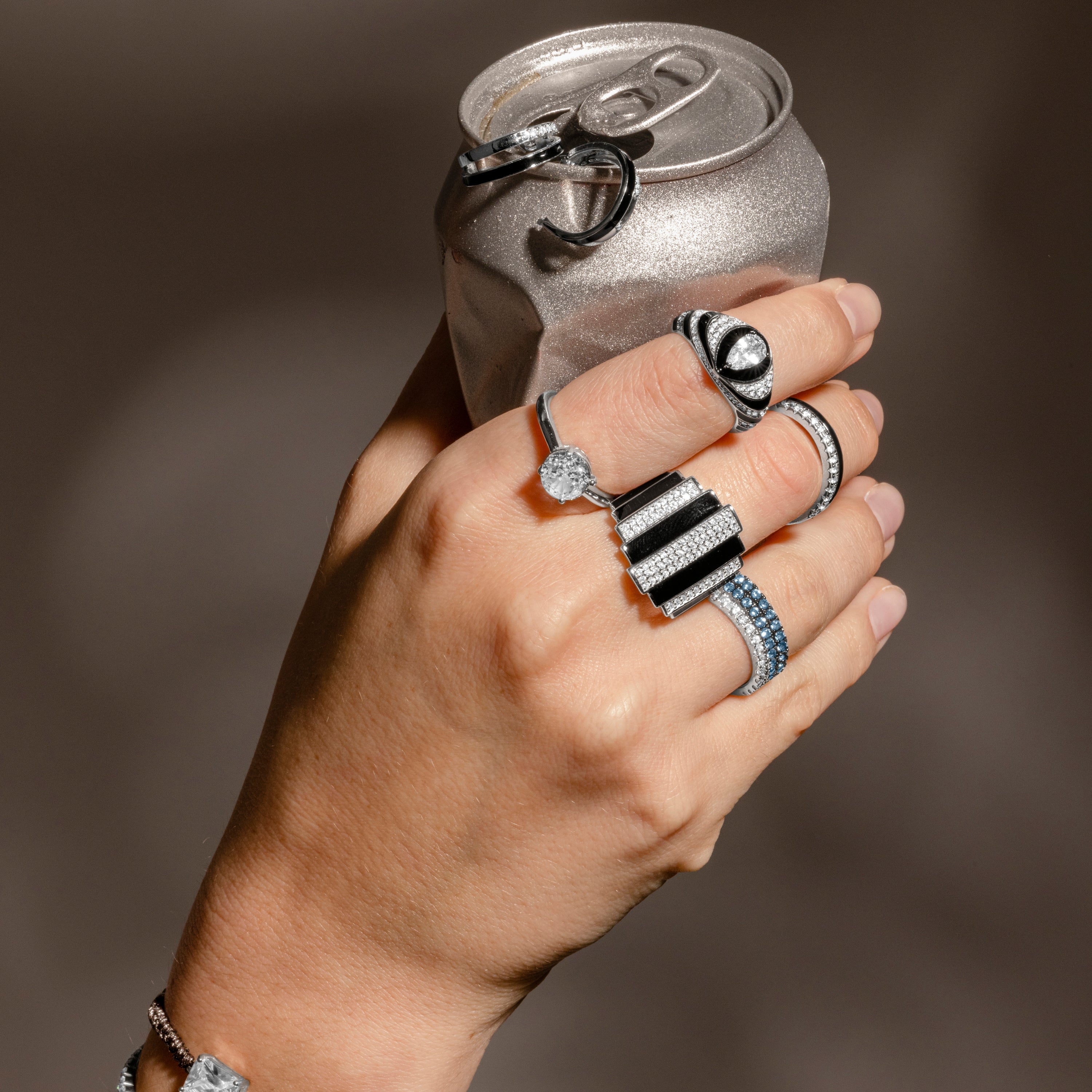925 Sterling Silver and Onyx Zirconia Ring with Rhodium Finish - Darkbe