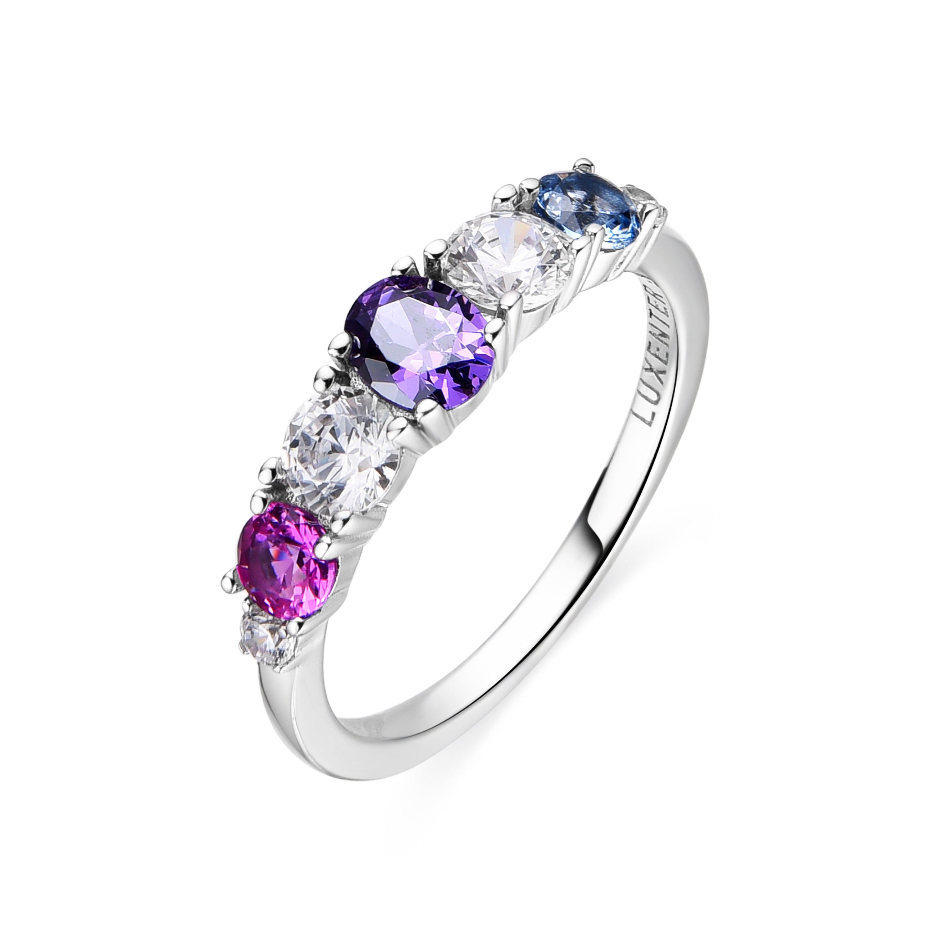 925 Sterling Silver and Multicolor Zirconia Ring with Rhodium Finish - Yrma
