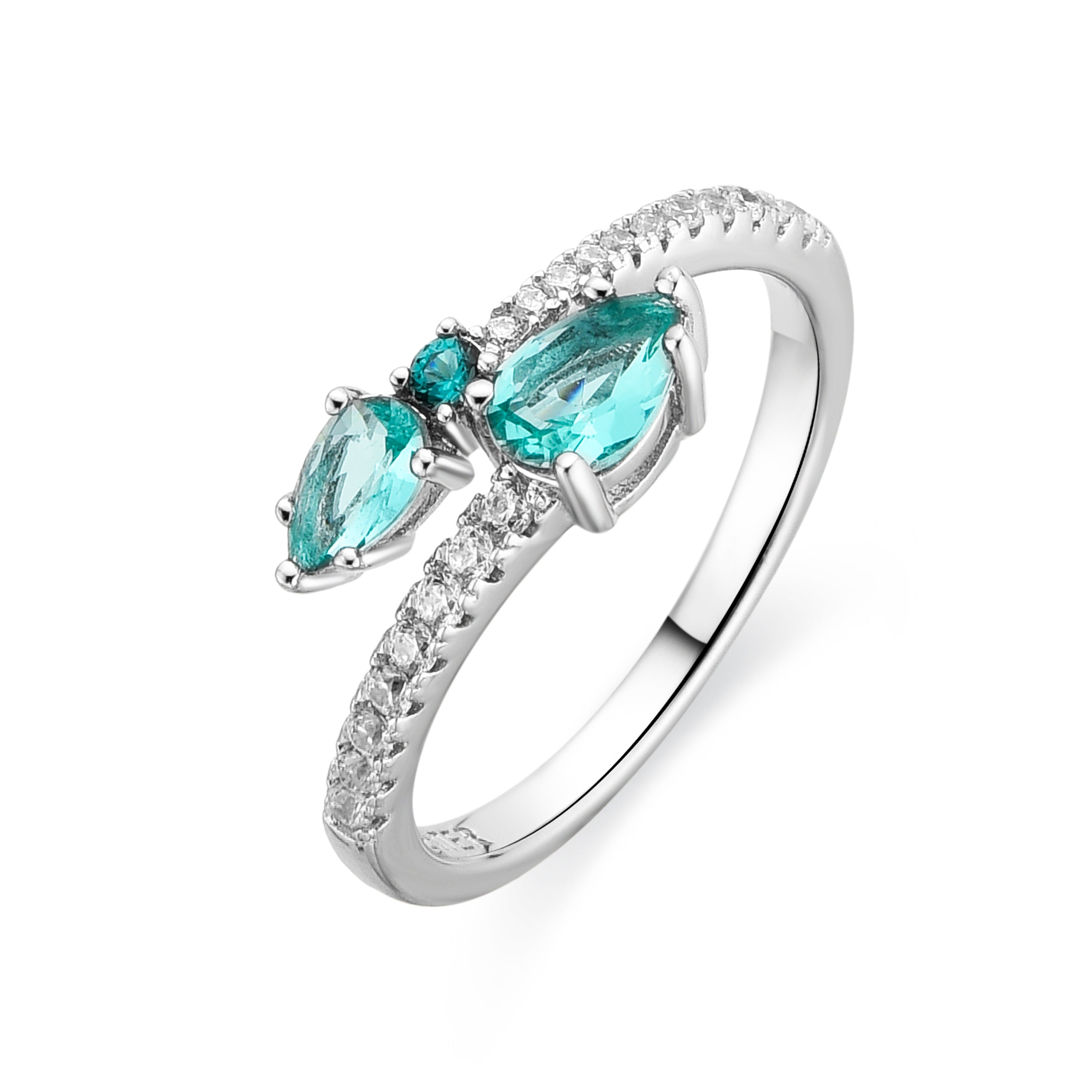 925 Sterling Silver and Paraiba Green Hydrothermal Quartz Ring with Rhodium Finish - Blia