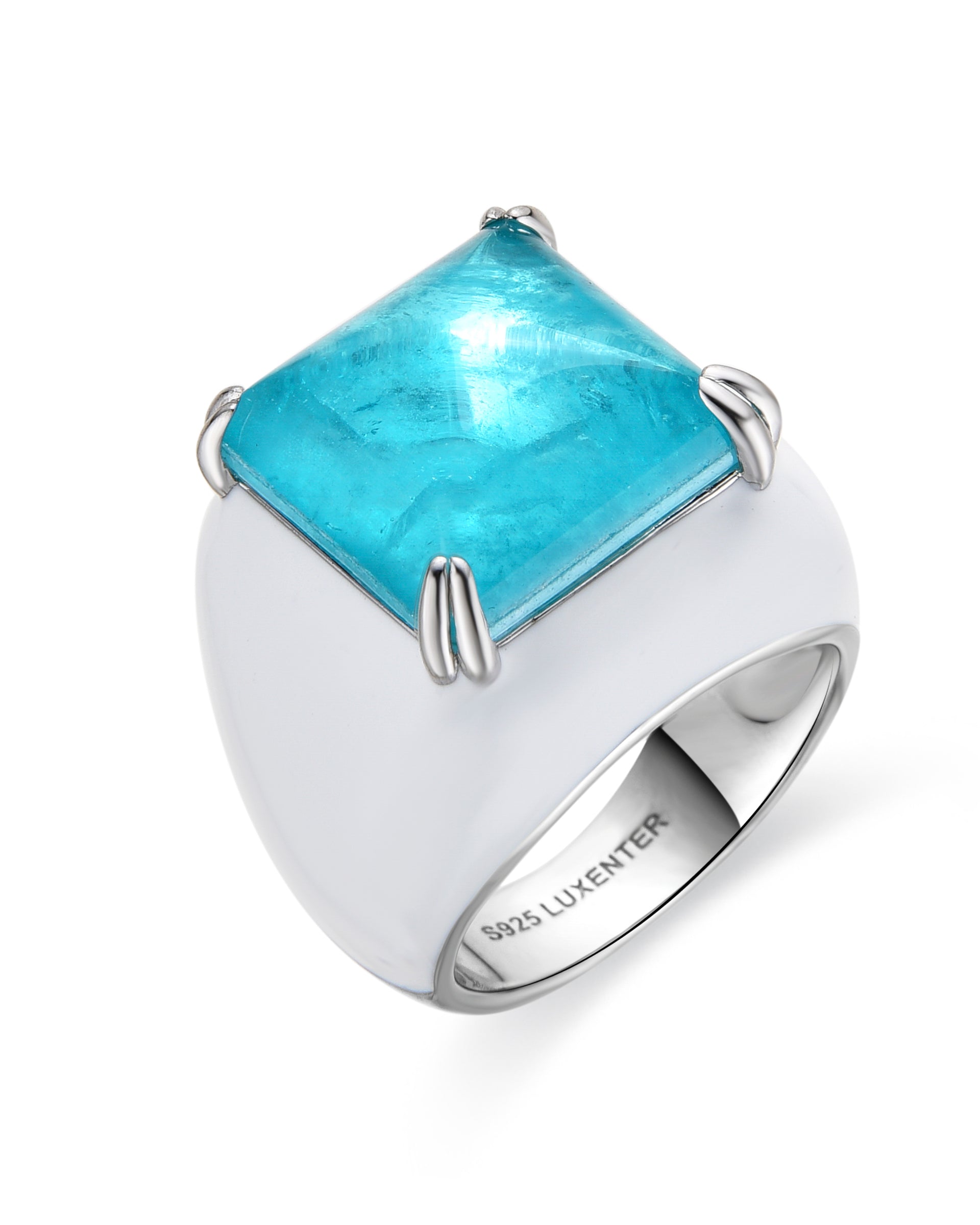 925 Sterling Silver and Cherry Hydrothermal Quartz Ring with Rhodium Finish - Zadsi