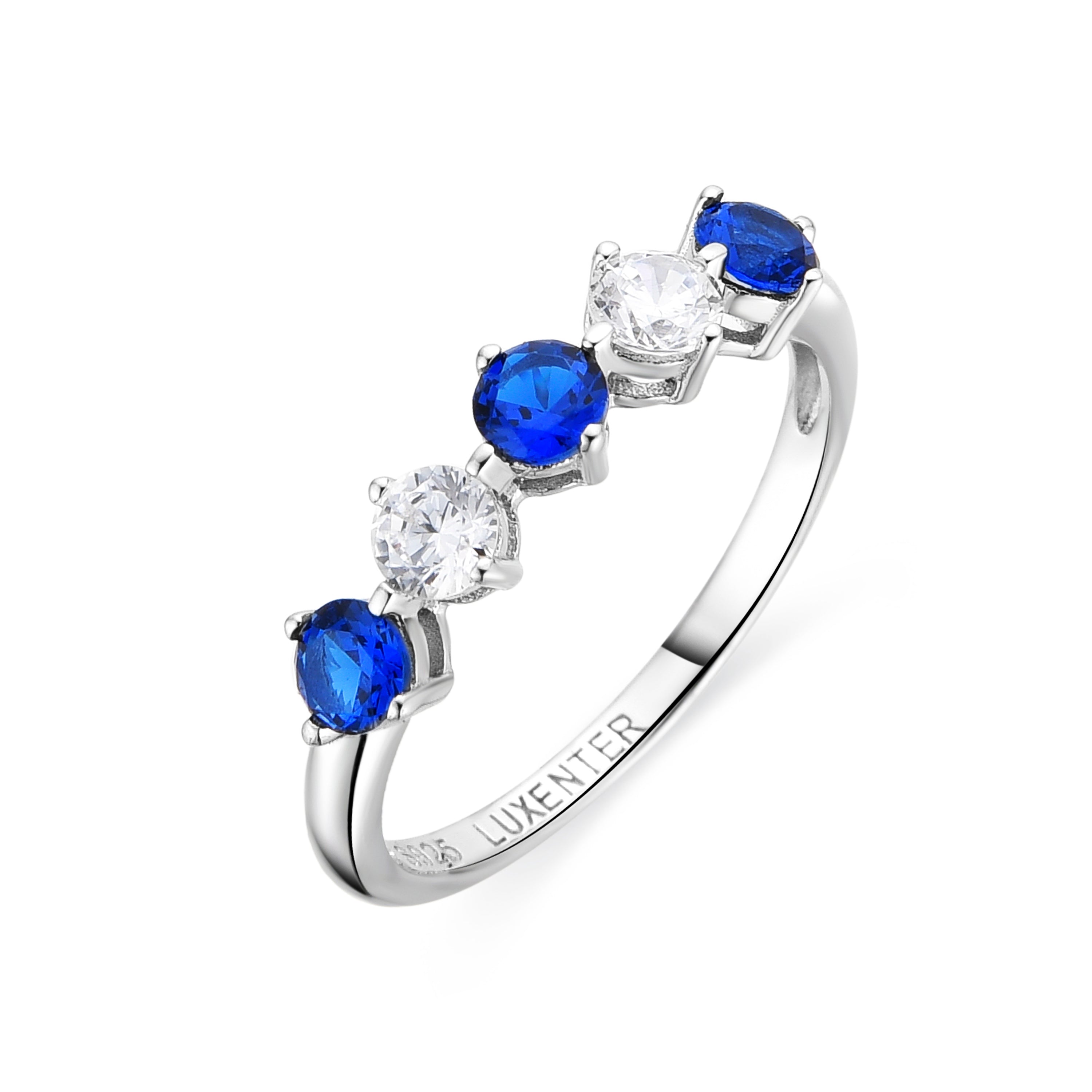 Anillo de Plata de Ley 925 y Circonita Topacio Azul acabado rodio - Alneth