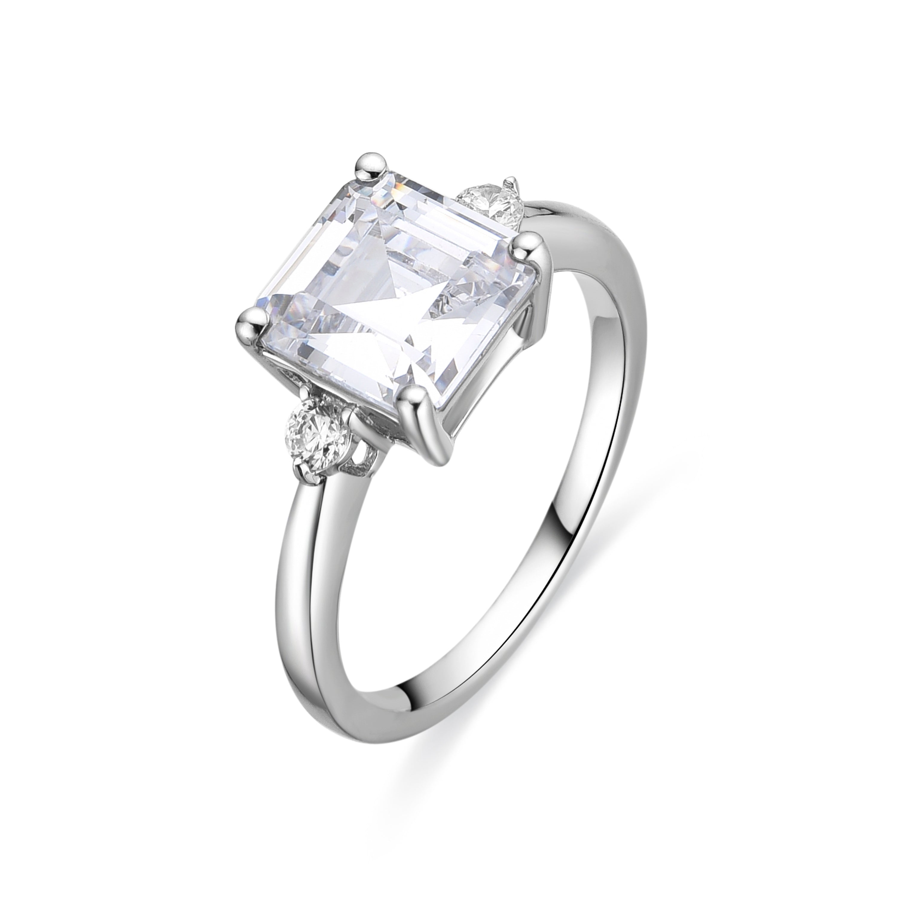 925 Sterling Silver and Brilliant Zirconia Ring with Rhodium Finish - Himith
