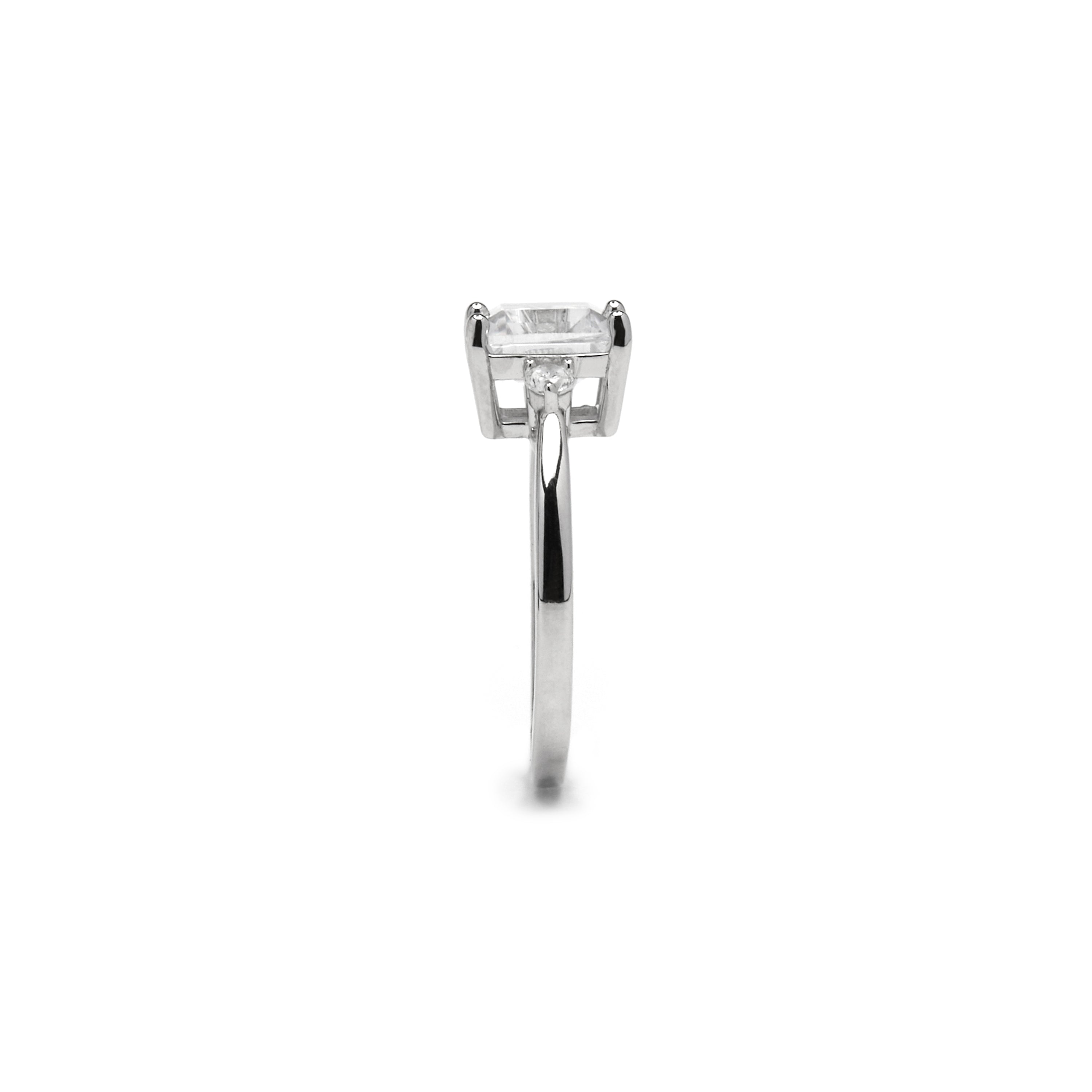 925 Sterling Silver and Brilliant Zirconia Ring with Rhodium Finish - Himith