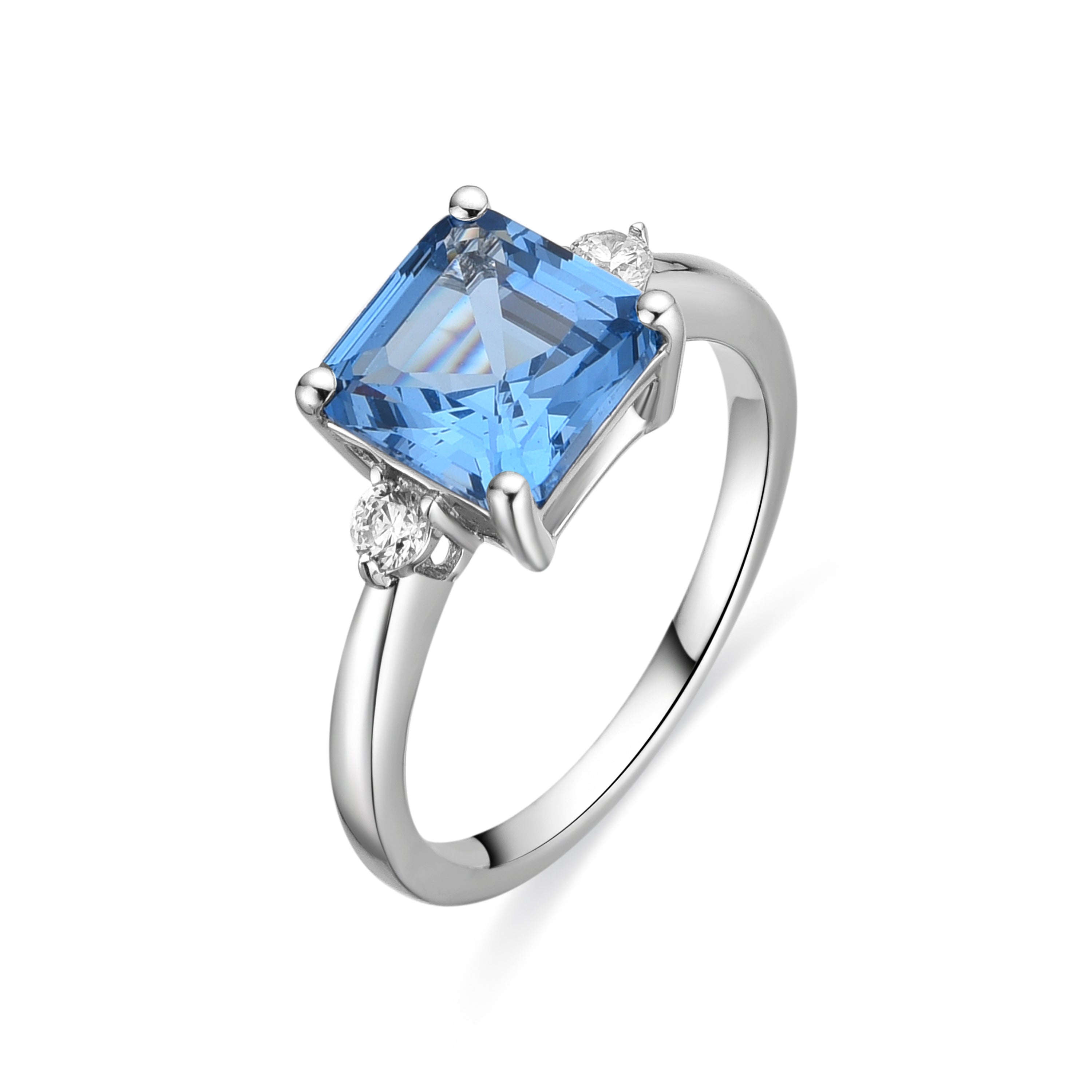 925 Sterling Silver and Brilliant Zirconia Ring with Rhodium Finish - Himith