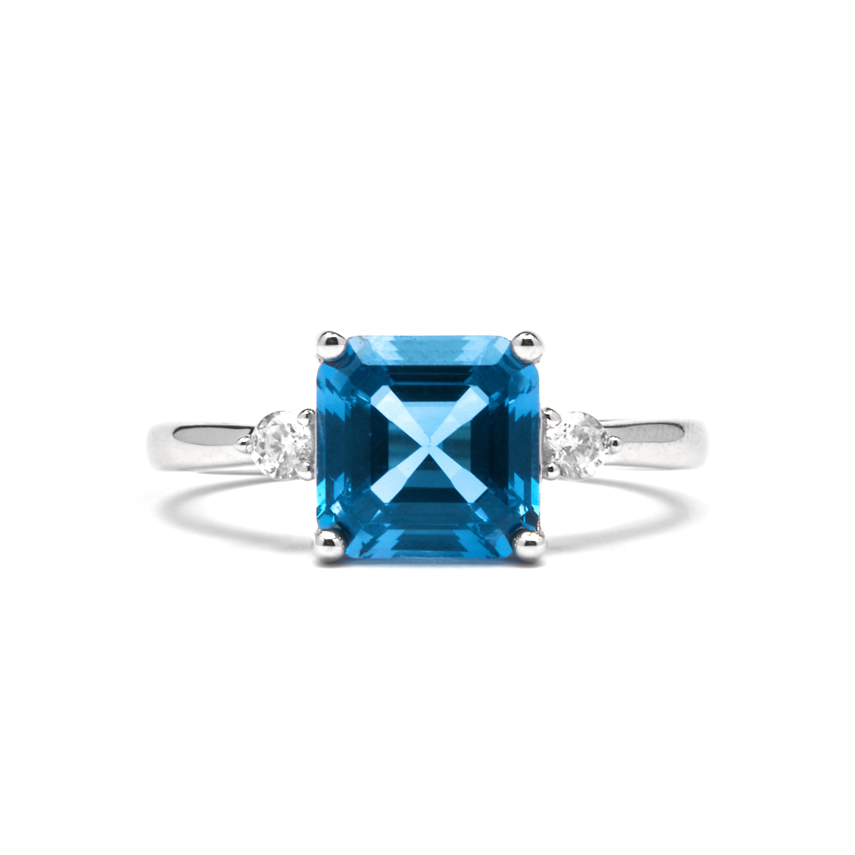 925 Sterling Silver and Brilliant Zirconia Ring with Rhodium Finish - Himith