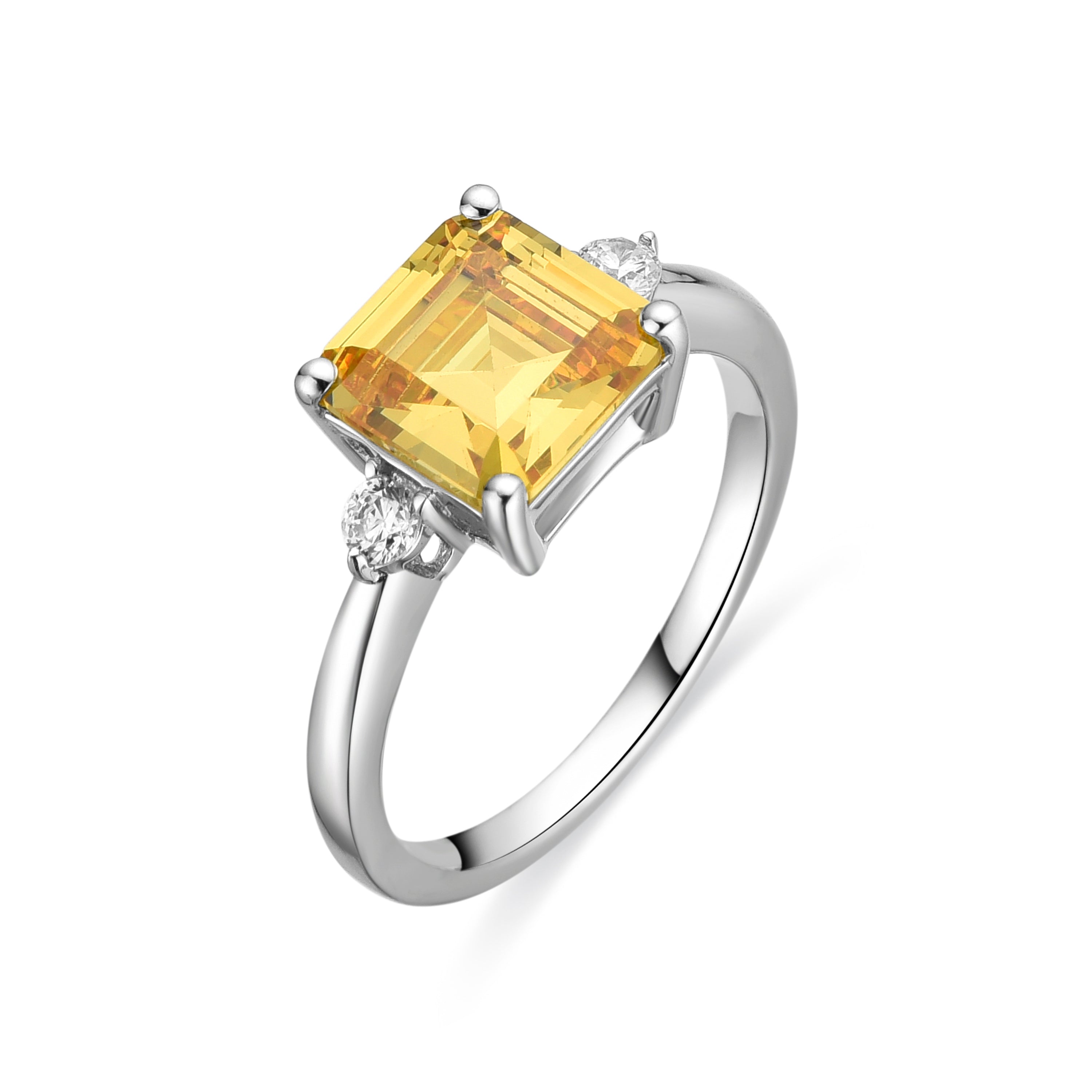925 Sterling Silver and Brilliant Zirconia Ring with Rhodium Finish - Himith