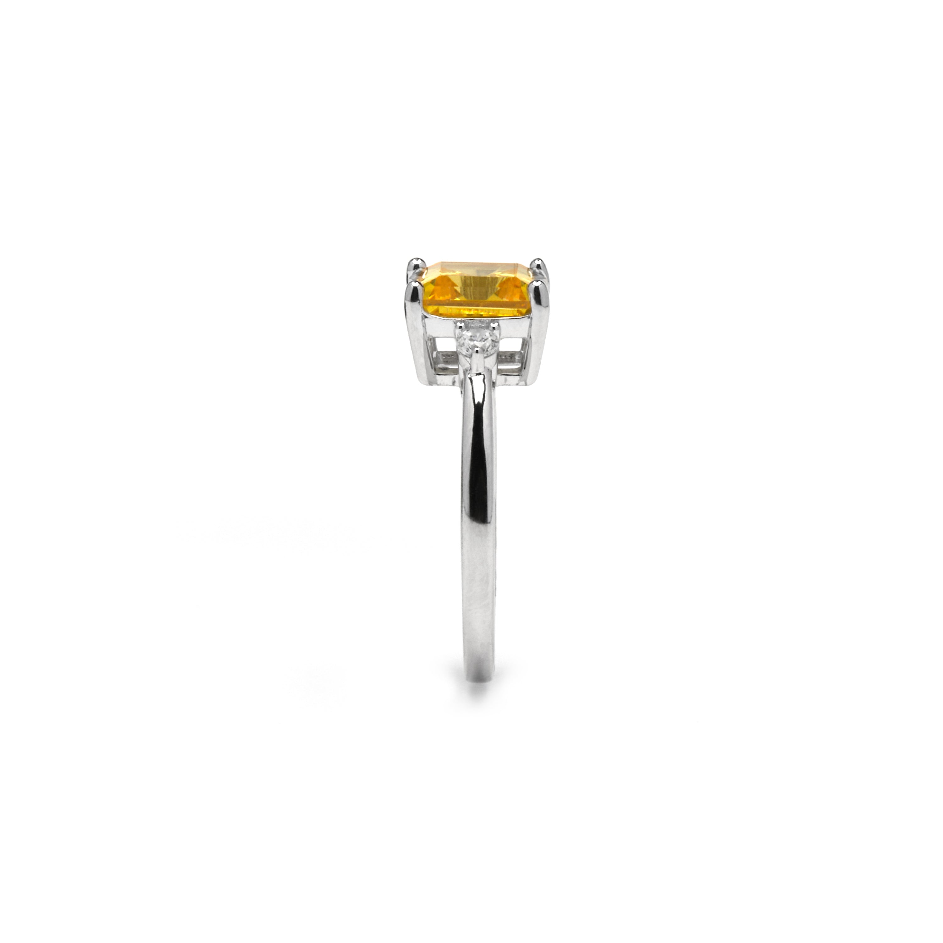 925 Sterling Silver and Brilliant Zirconia Ring with Rhodium Finish - Himith