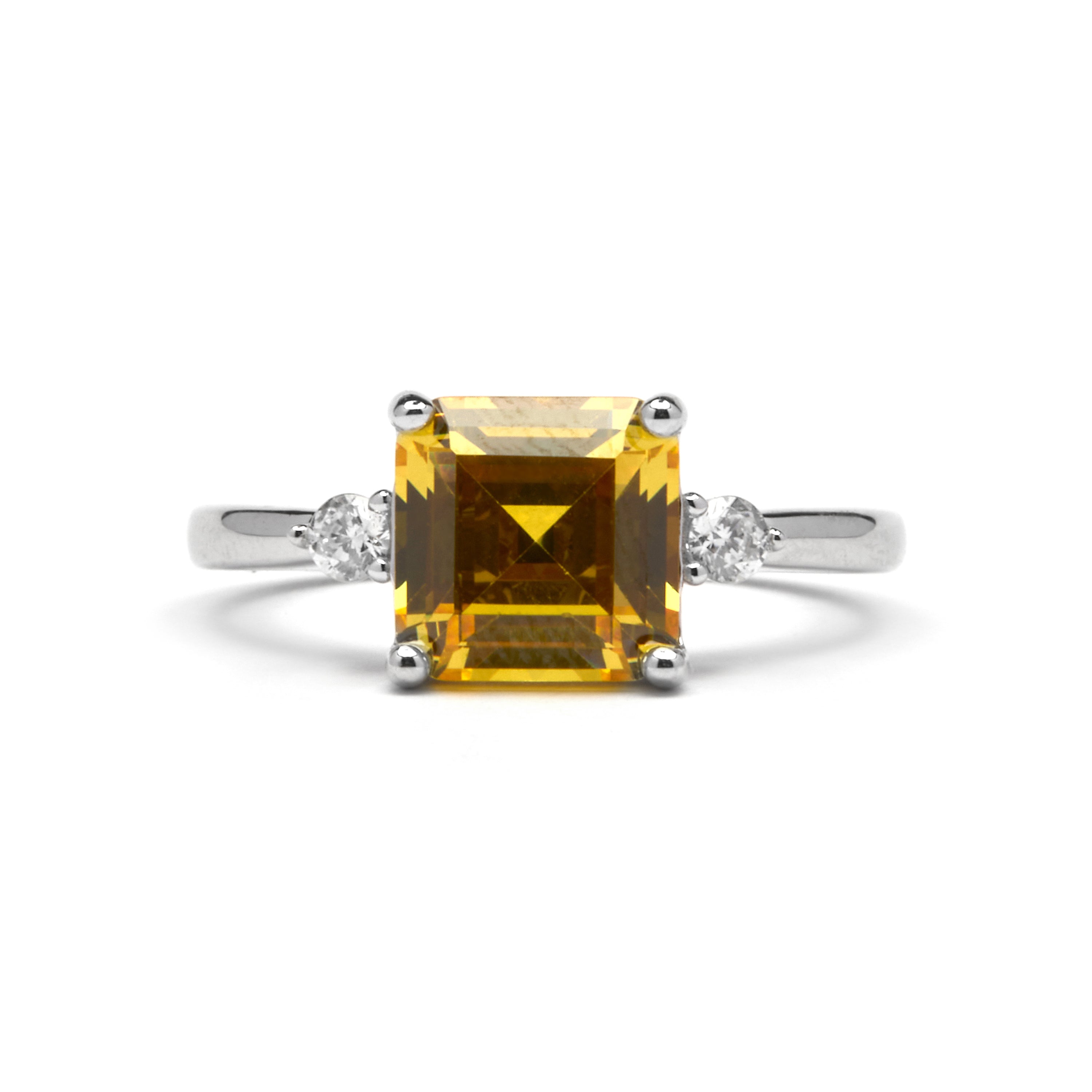 925 Sterling Silver and Brilliant Zirconia Ring with Rhodium Finish - Himith
