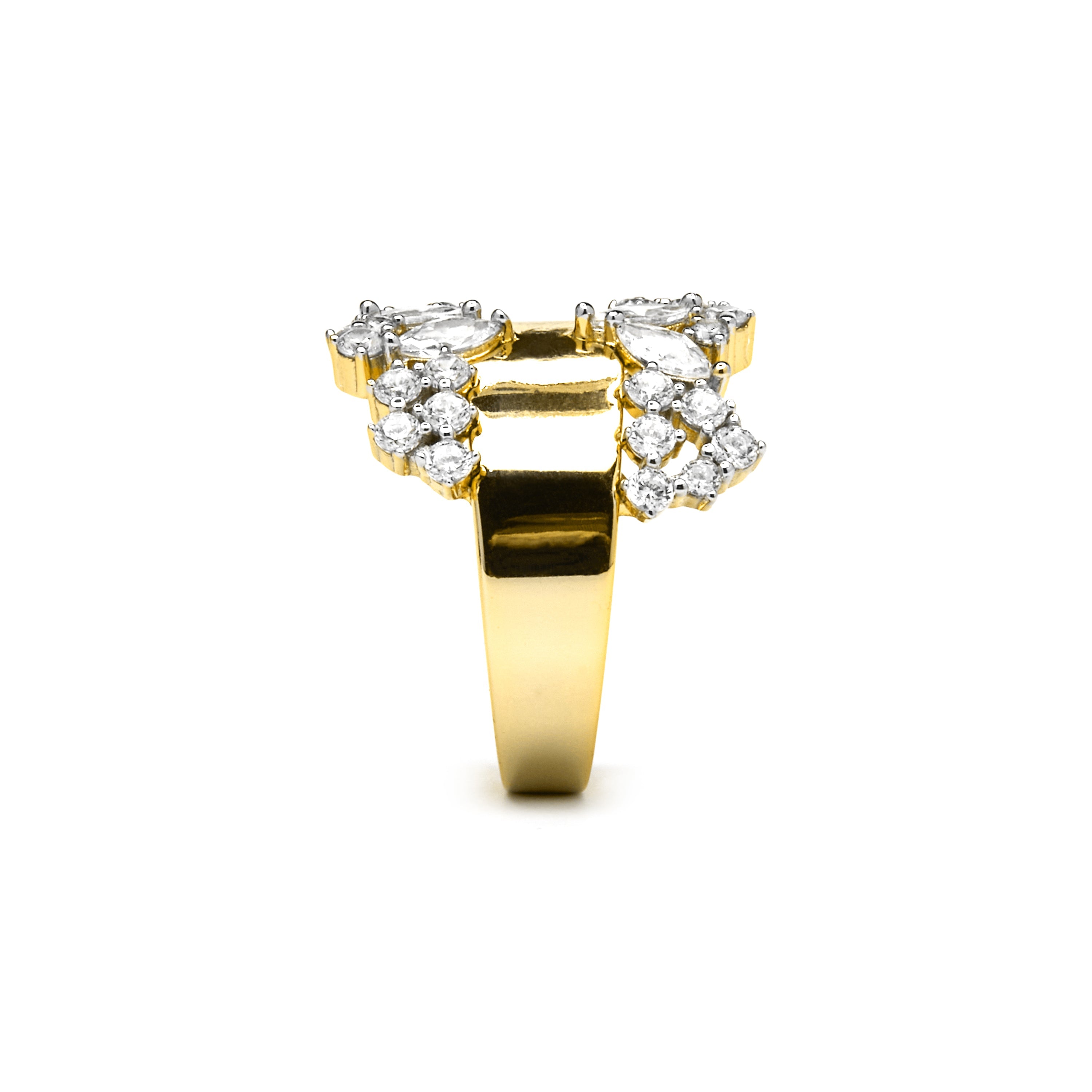 Anillo de Plata de Ley 925 y Circonita Brillante acabado oro amarillo de 18k - Larent