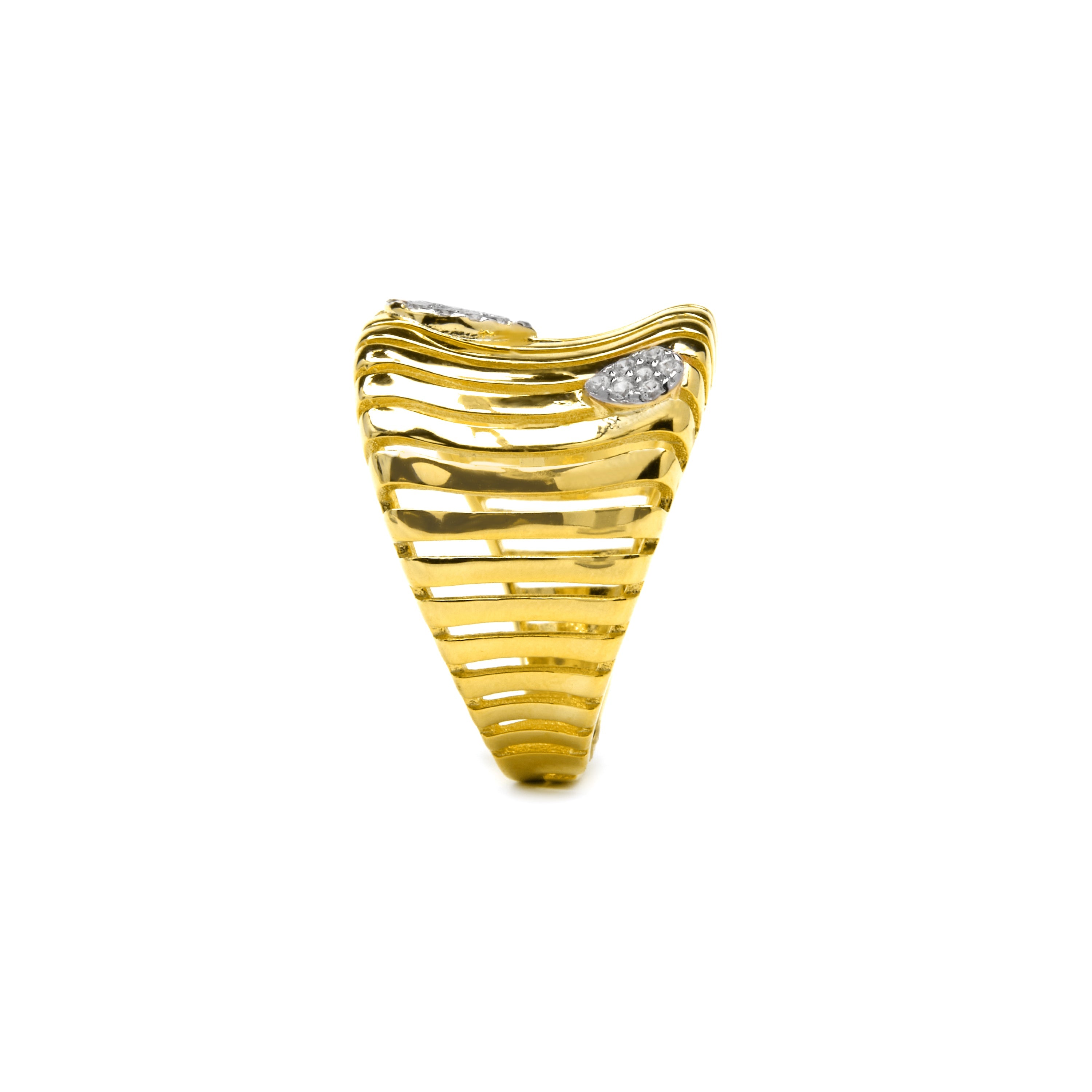 Anillo de Plata de Ley 925 y Circonita Brillante acabado oro amarillo de 18k - Samon