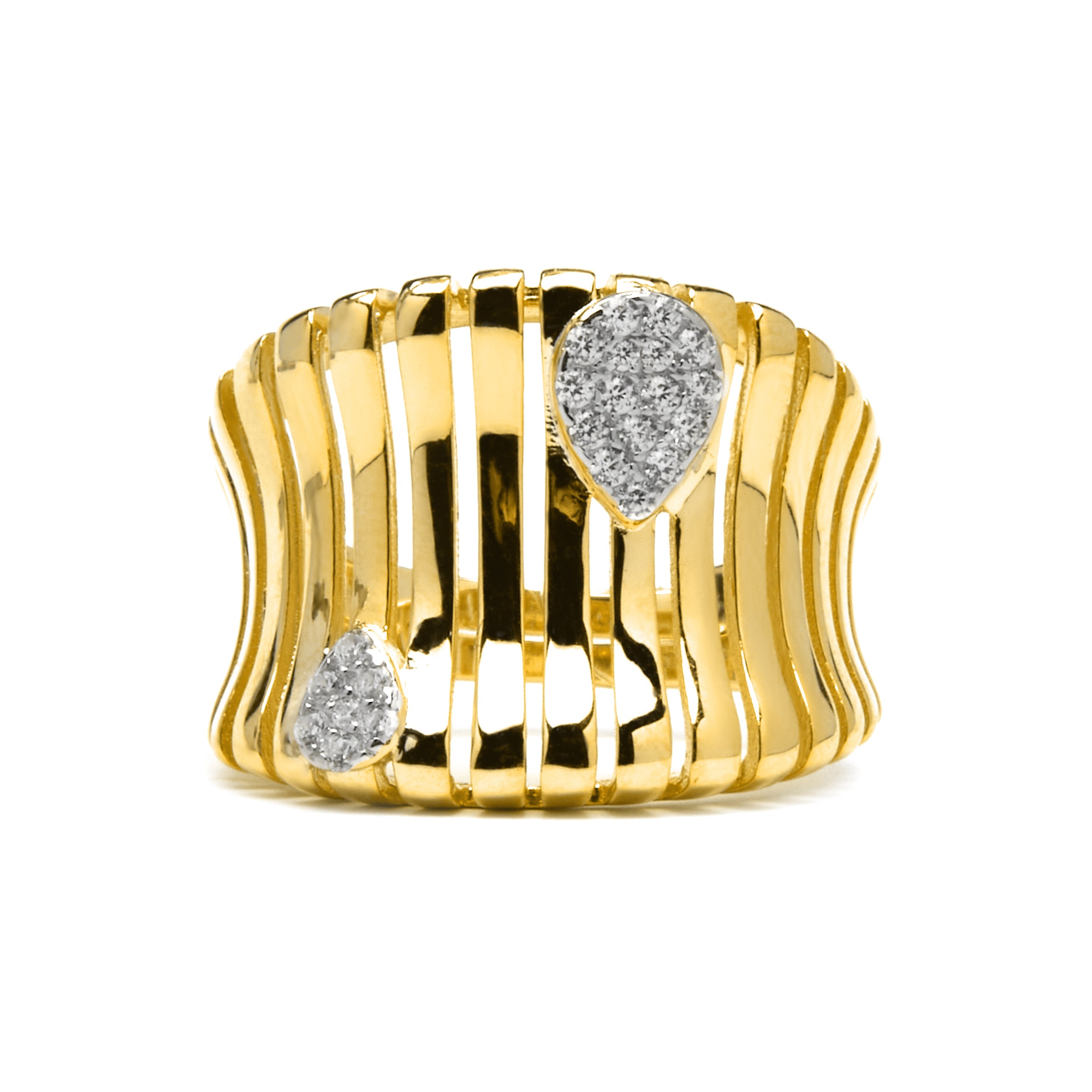 Anillo de Plata de Ley 925 y Circonita Brillante acabado oro amarillo de 18k - Samon