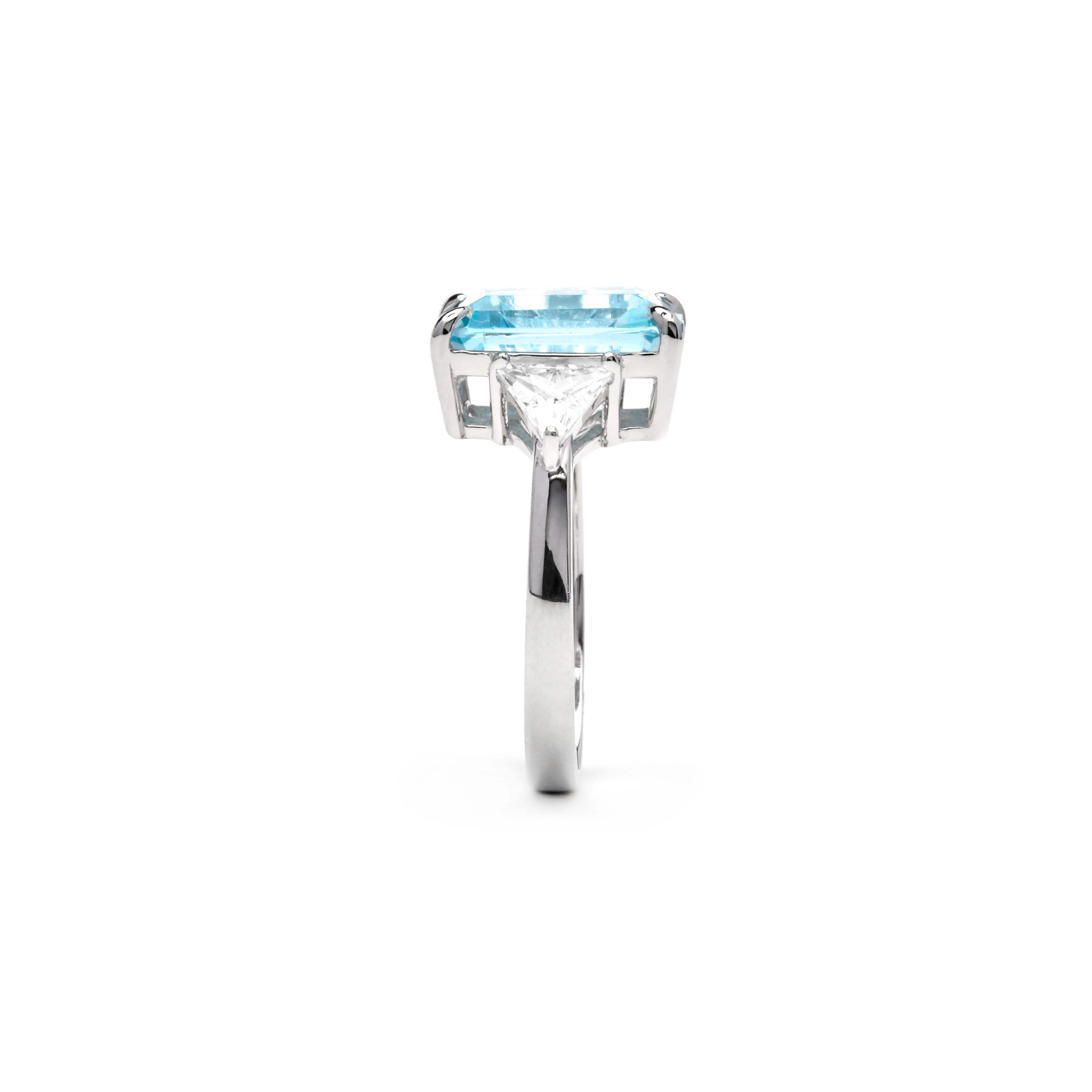 Anillo de Plata de Ley 925 y Circonita Aguamarina acabado rodio - Xifa