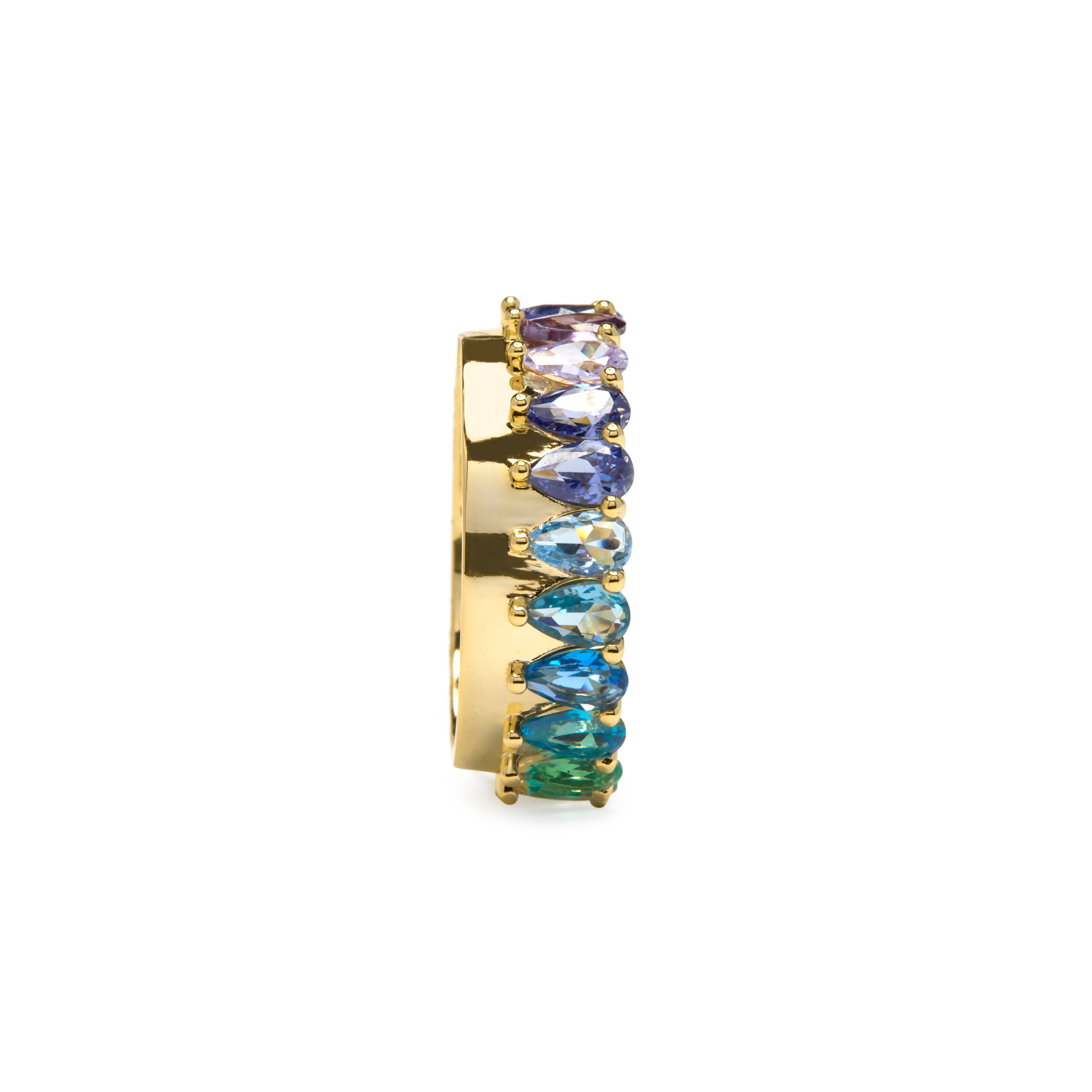 Anillo de Plata de Ley 925 y Circonita Multicolor acabado en oro amarillo 18k - Maskai