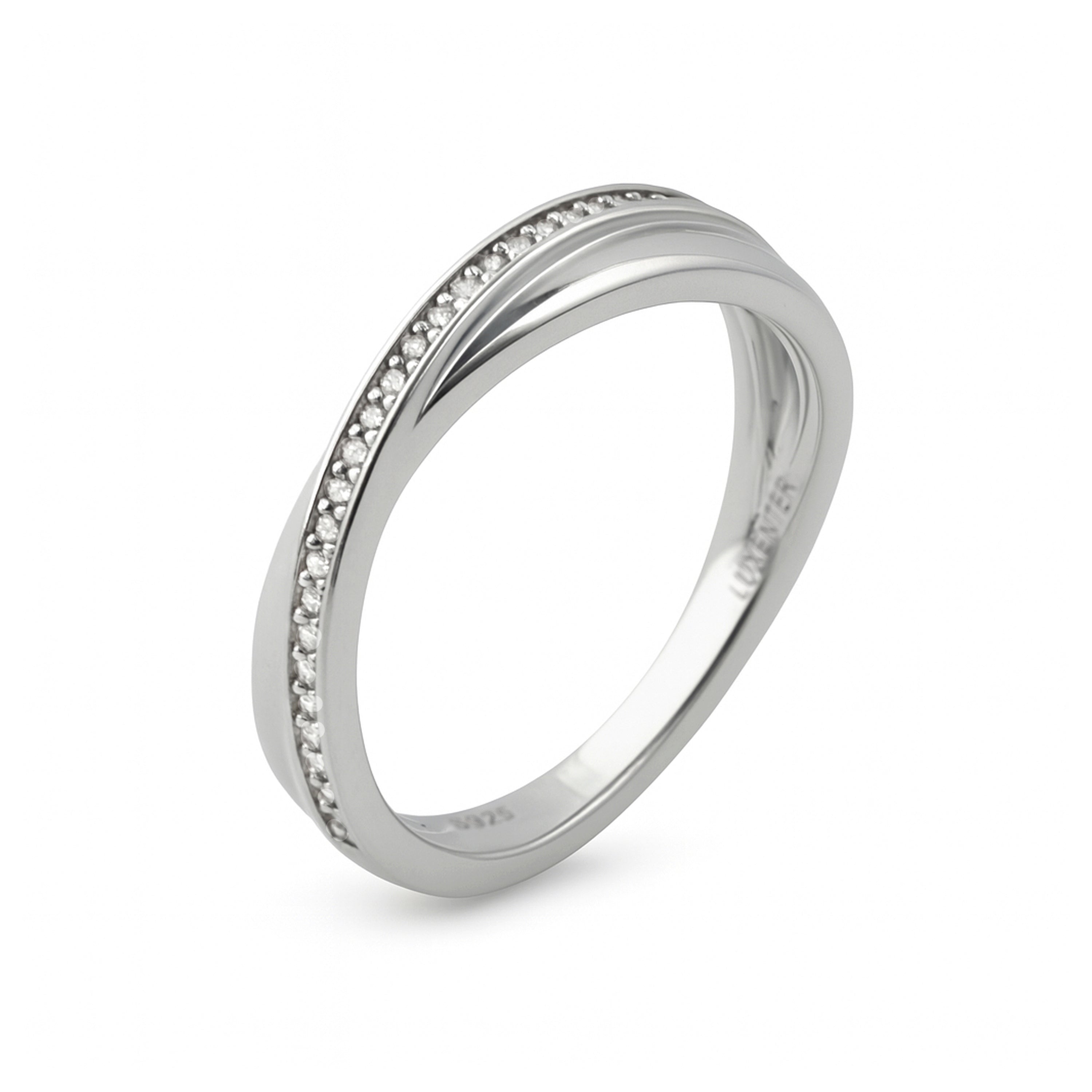 925 Sterling Silver Ring with Brilliant Zirconia, Rhodium-Plated - Tarmi