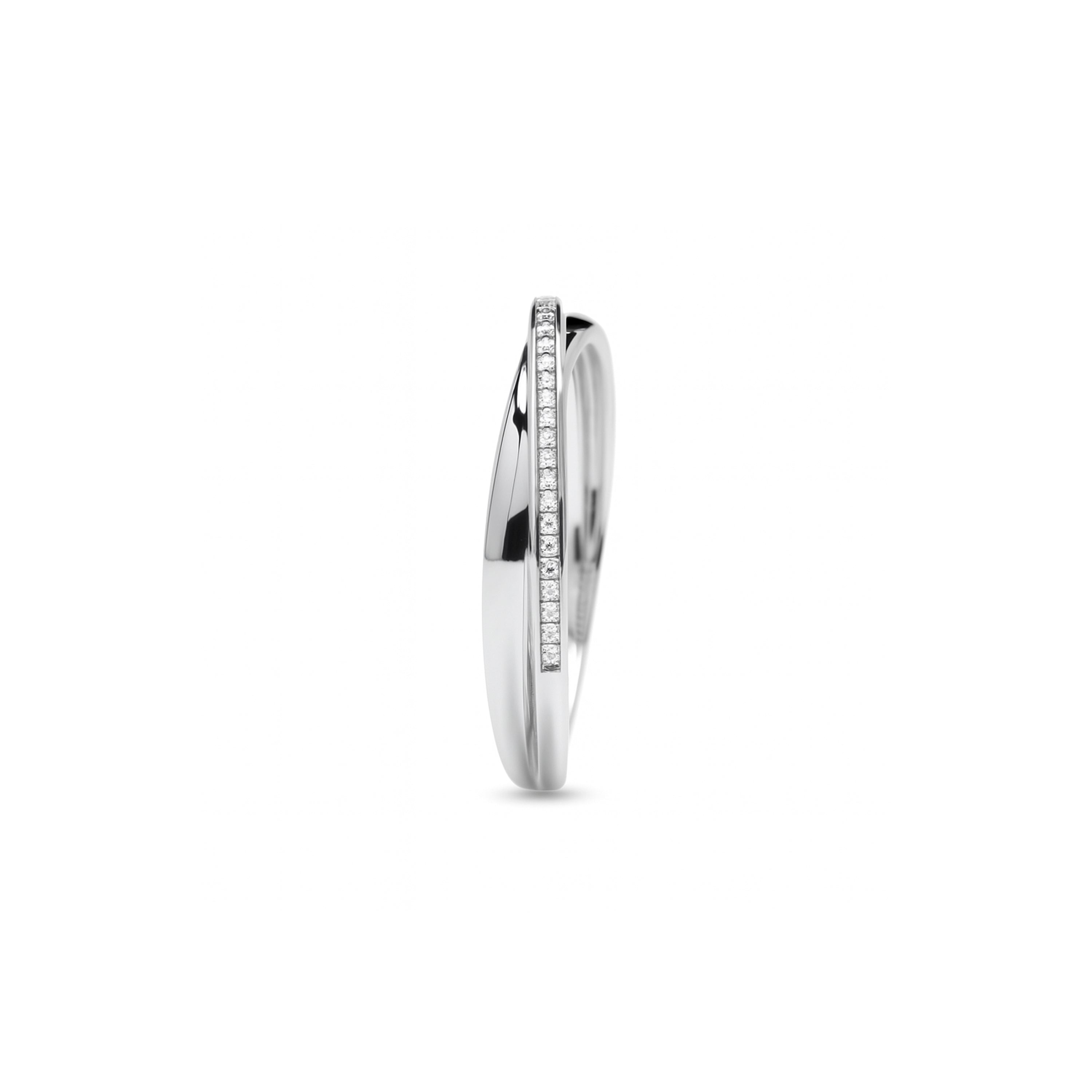 925 Sterling Silver Ring with Brilliant Zirconia, Rhodium-Plated - Tarmi