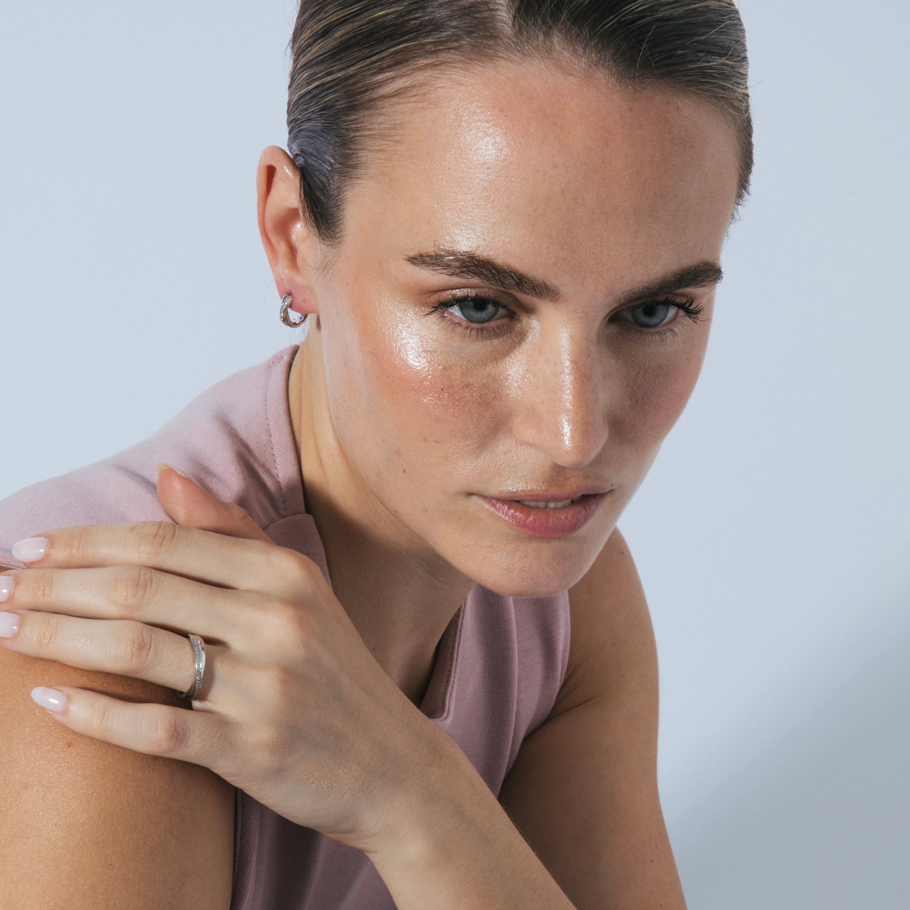 925 Sterling Silver Ring with Brilliant Zirconia, Rhodium-Plated - Tarmi