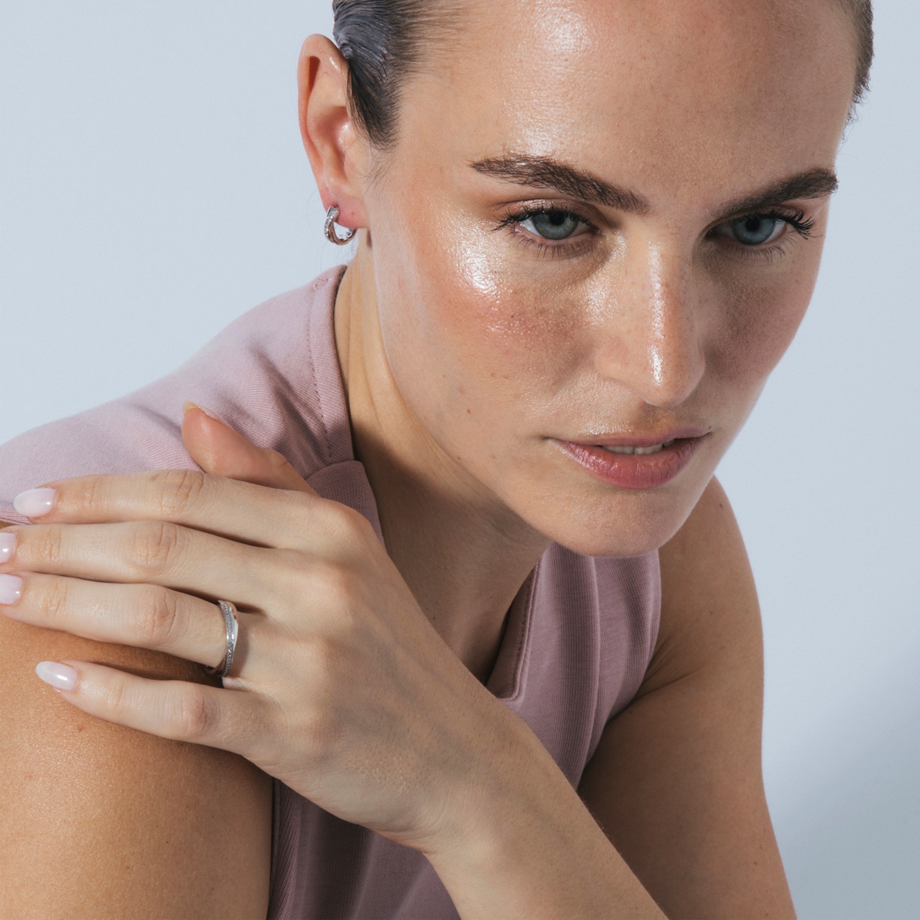 925 Sterling Silver Ring with Brilliant Zirconia, Rhodium-Plated - Tarmi