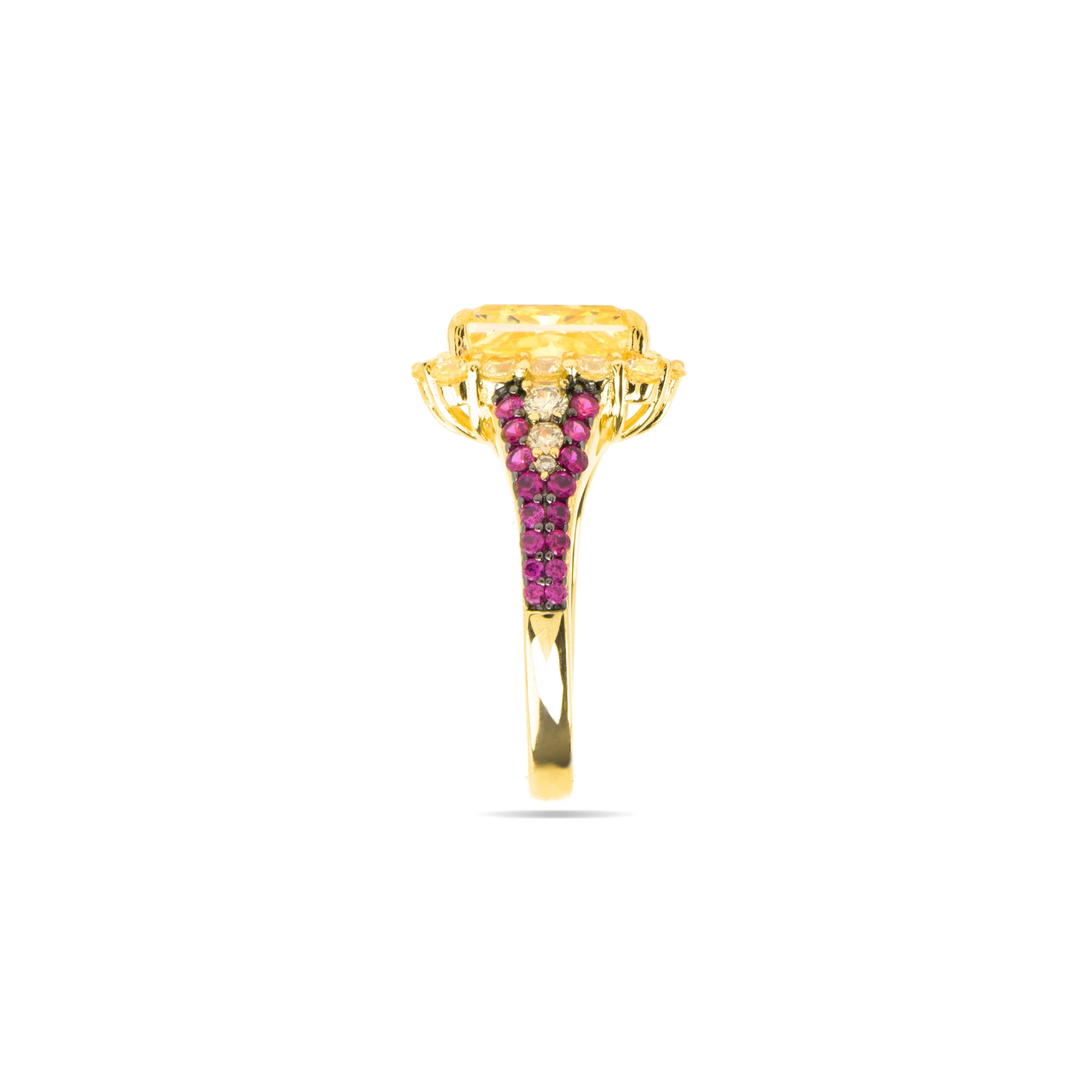 925 Sterling Silver and Padparadscha Ring with 18k Yellow Gold Finish - Cabel