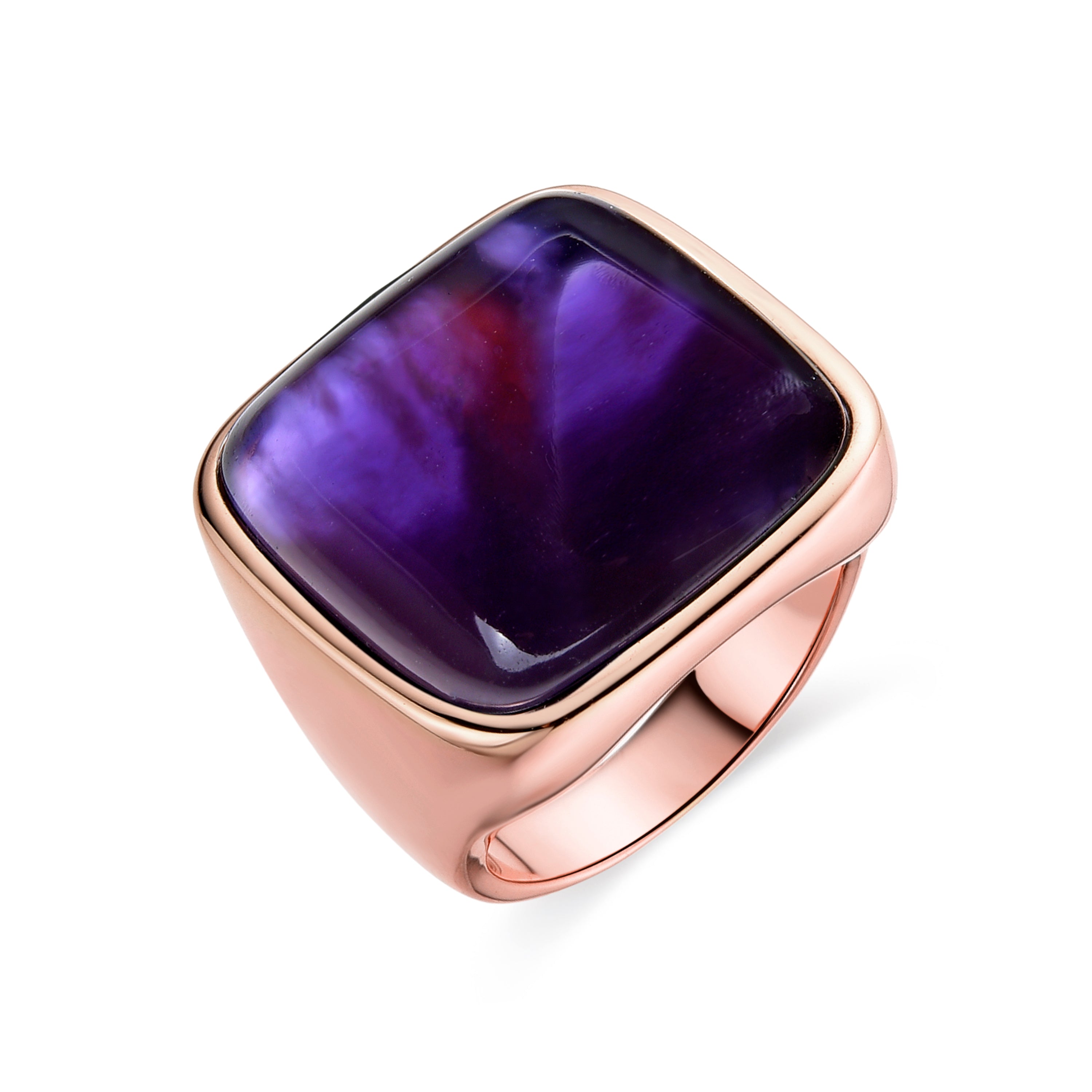 Anillo de Plata de Ley 925 con Cuarzo Hidrotermal Lapislazuli acabado en oro rosa de 18K - Zenshi