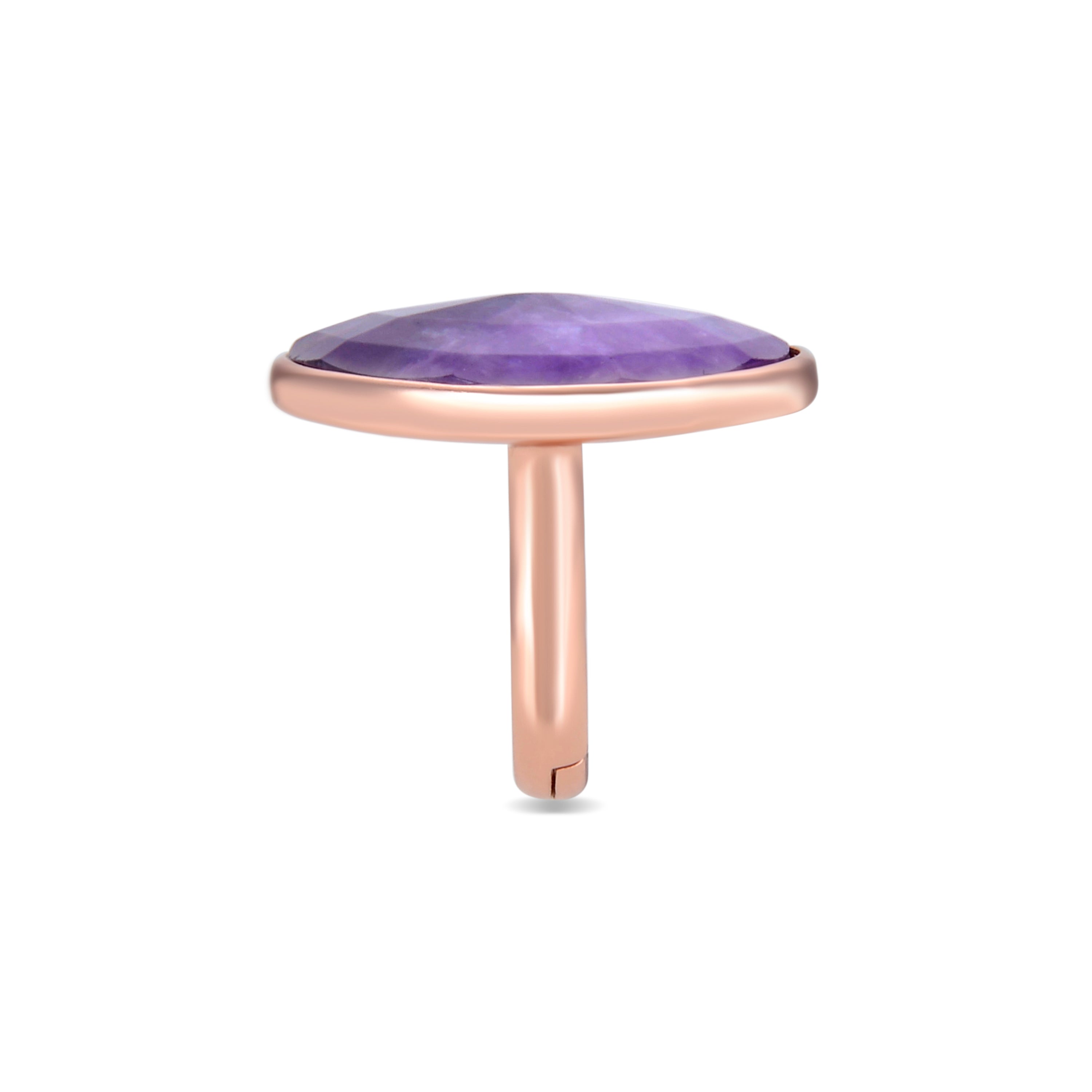 925 Sterling Silver Ring with Hydrothermal Amethyst Quartz finished in 18K Rose Gold - Taru