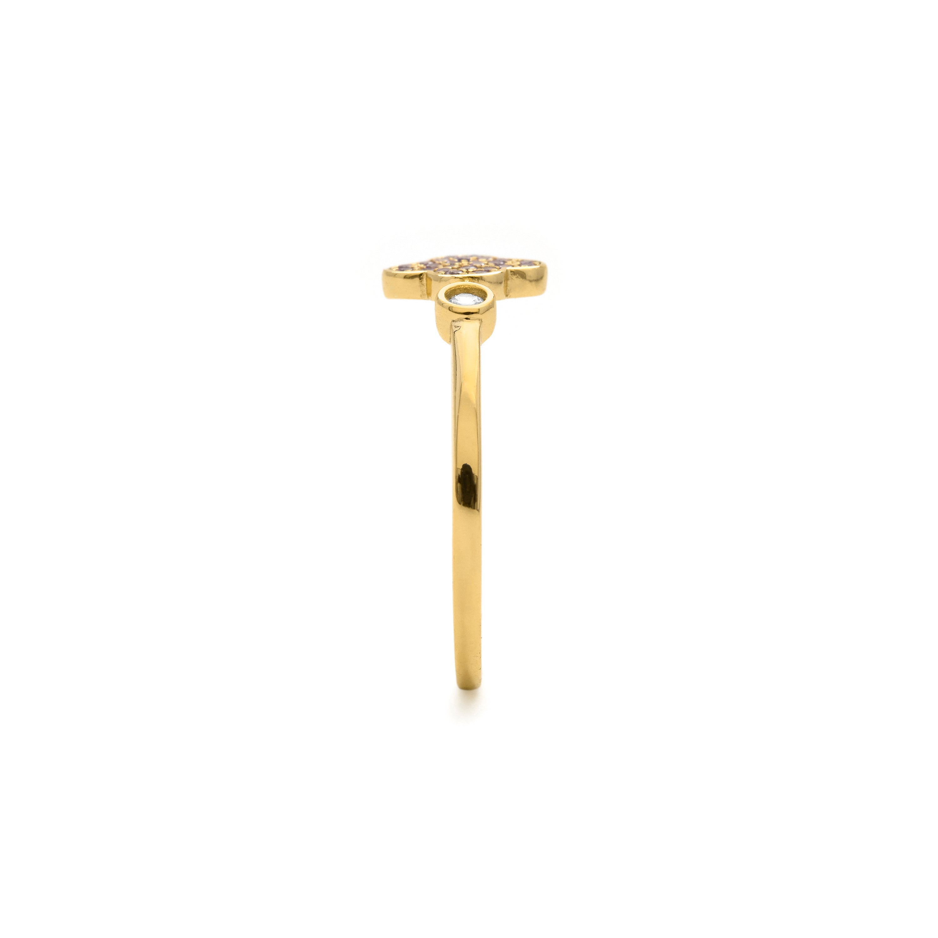 Sterling Silver 925 and Amethyst Zircon Ring finished in 18k yellow gold - Alsion