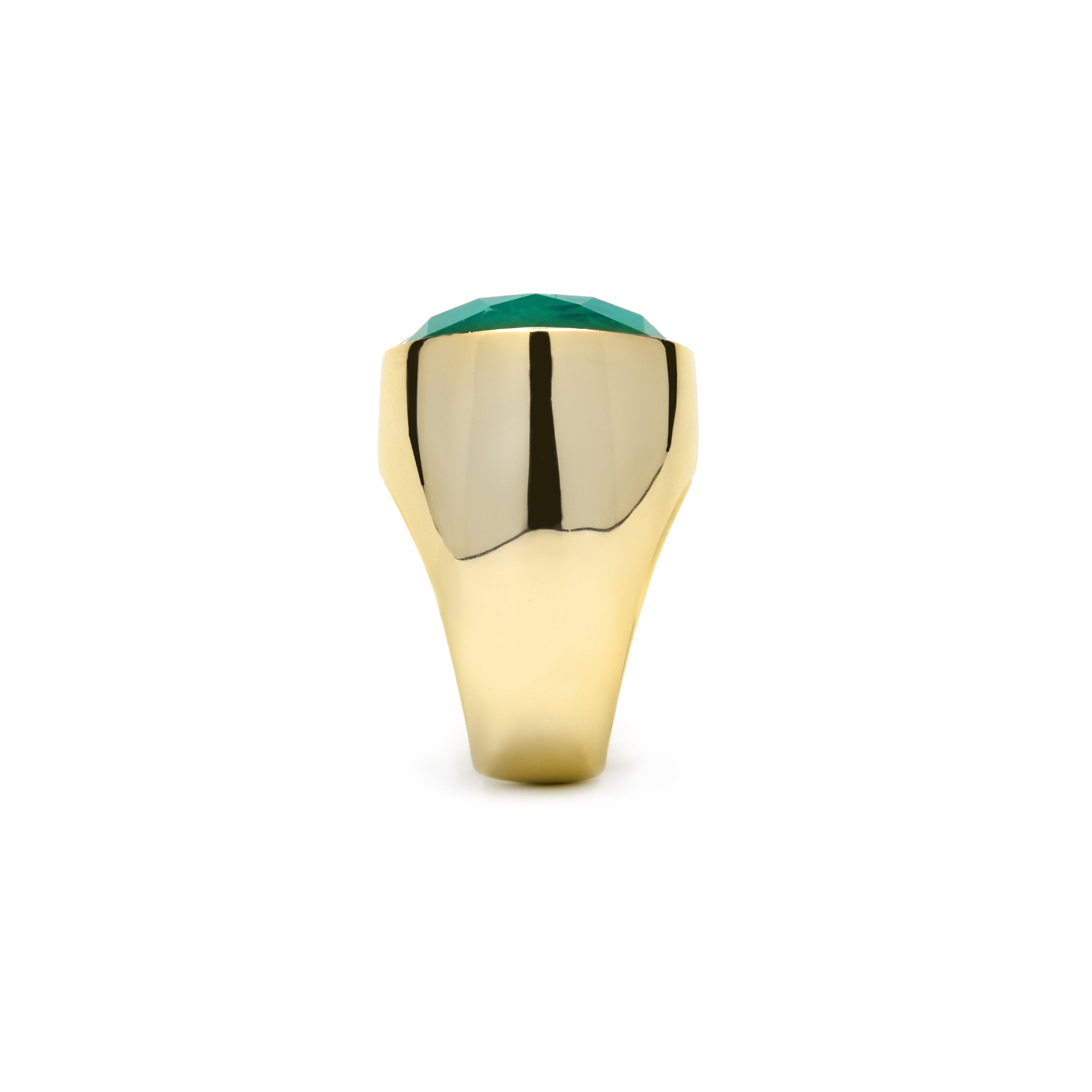 925 Sterling Silver and Green Zirconia Ring, 18k Yellow Gold Finish - Jadir