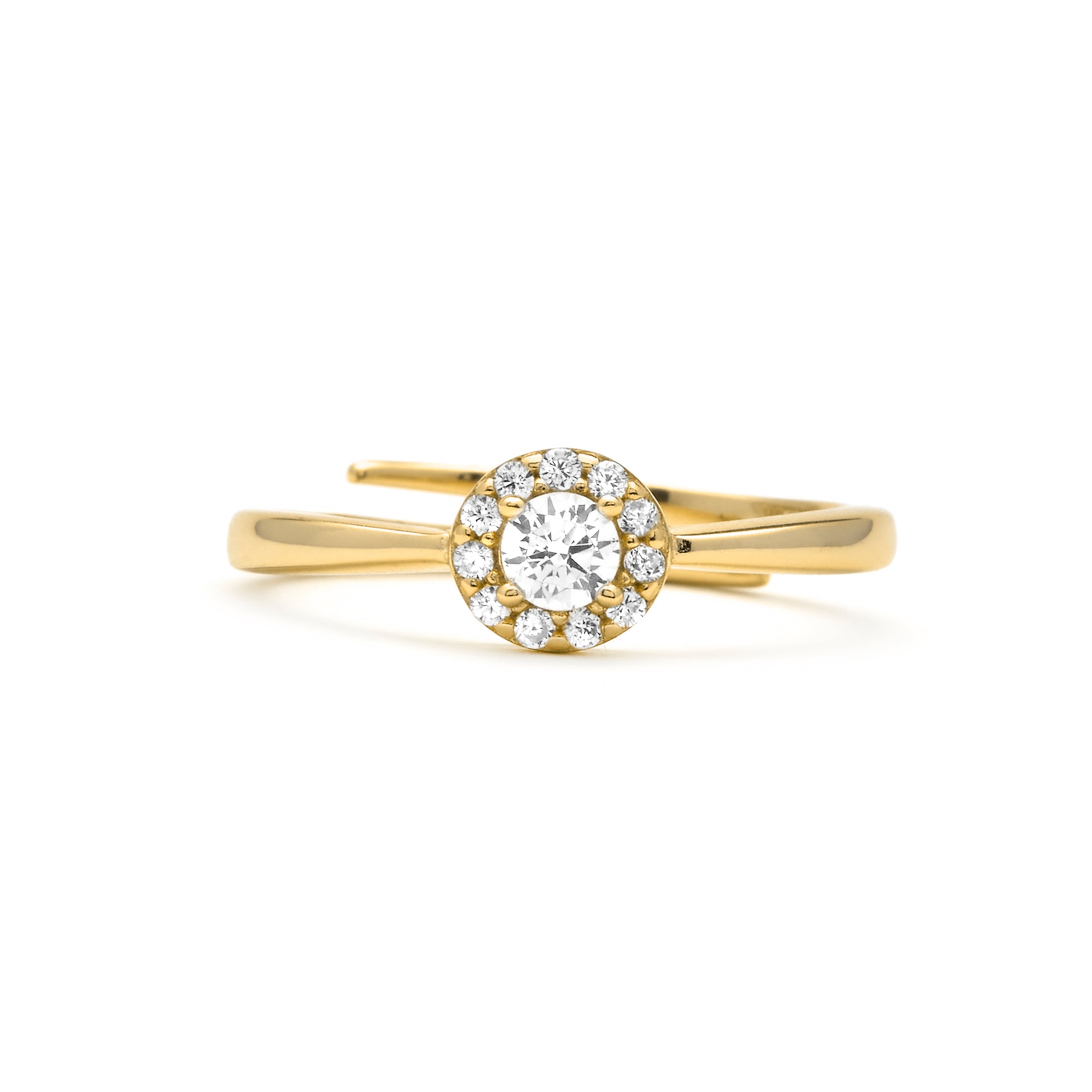 Sterling Silver 925 Ring with Brilliant Zirconia, 18k Yellow Gold Plated - Aldra