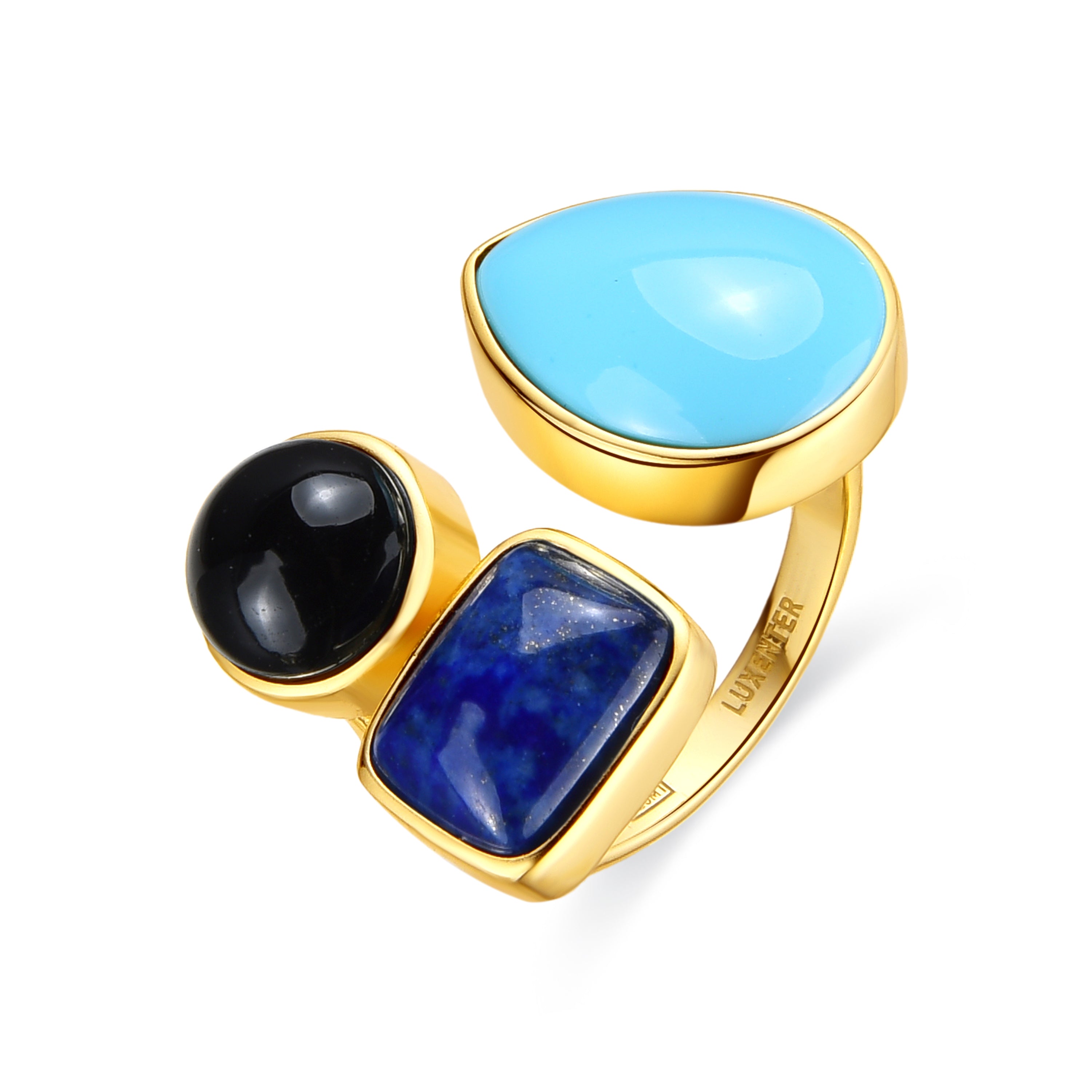 Anel de Prata 925 e Quartzo Hidrotermal Verde Paraíba acabamento ouro amarelo 18k - Miya