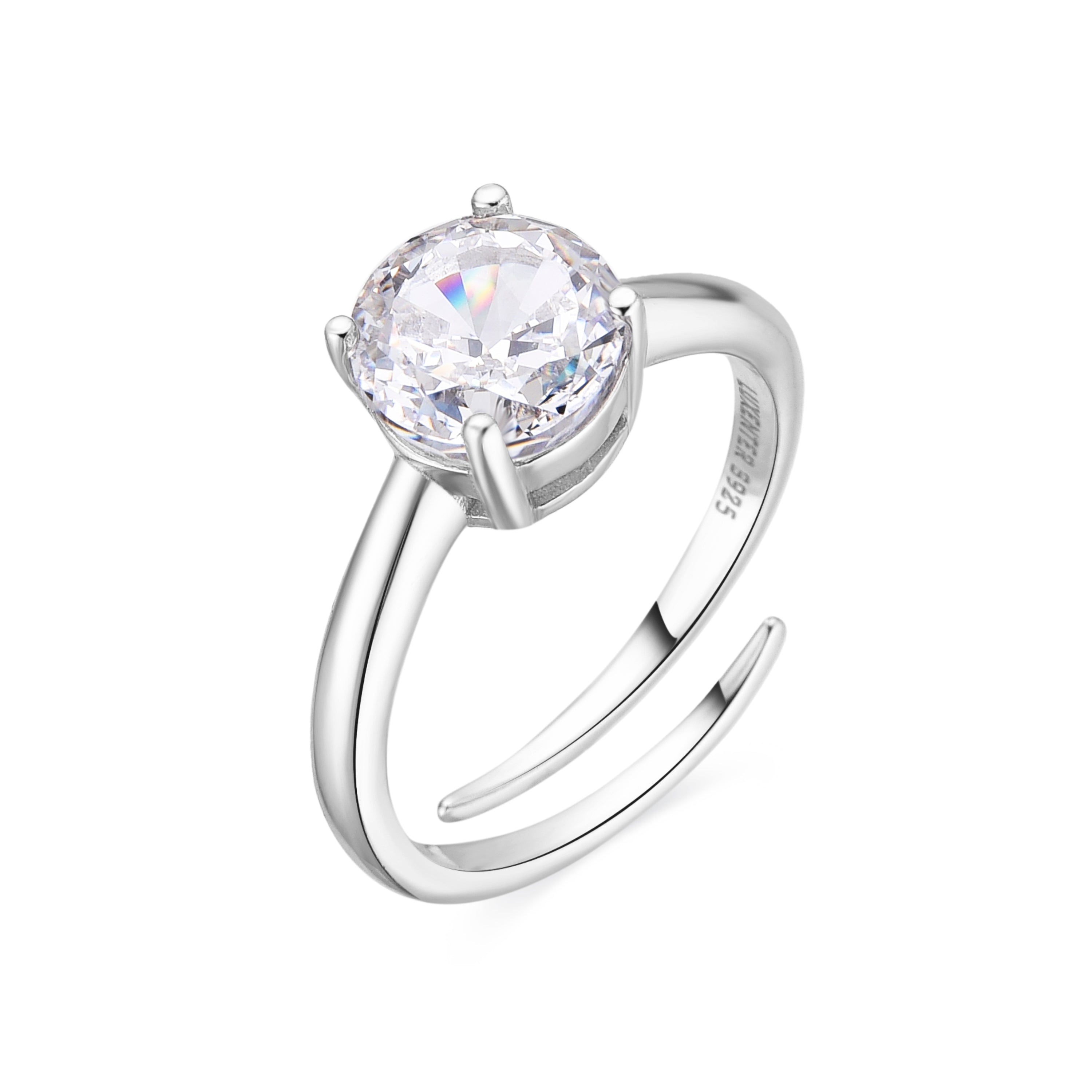 925 Sterling Silver and Brilliant Zirconia Ring with Rhodium Finish - Baran